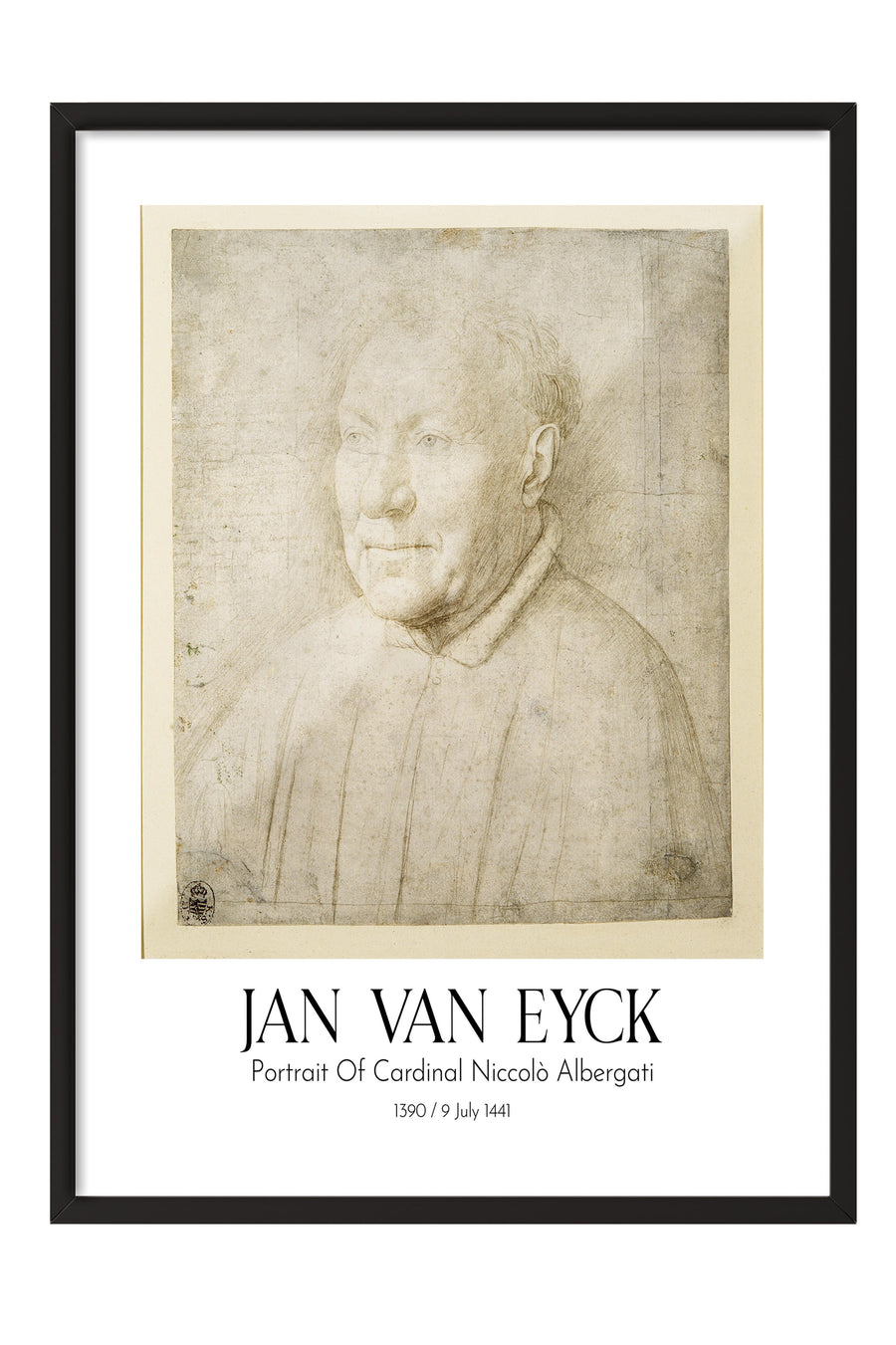 Jan Van Eyck - Portrait Of Cardinal Niccolò Albergati, Siyah Çerçeveli Tablo, Sanat Serisi NO:112144