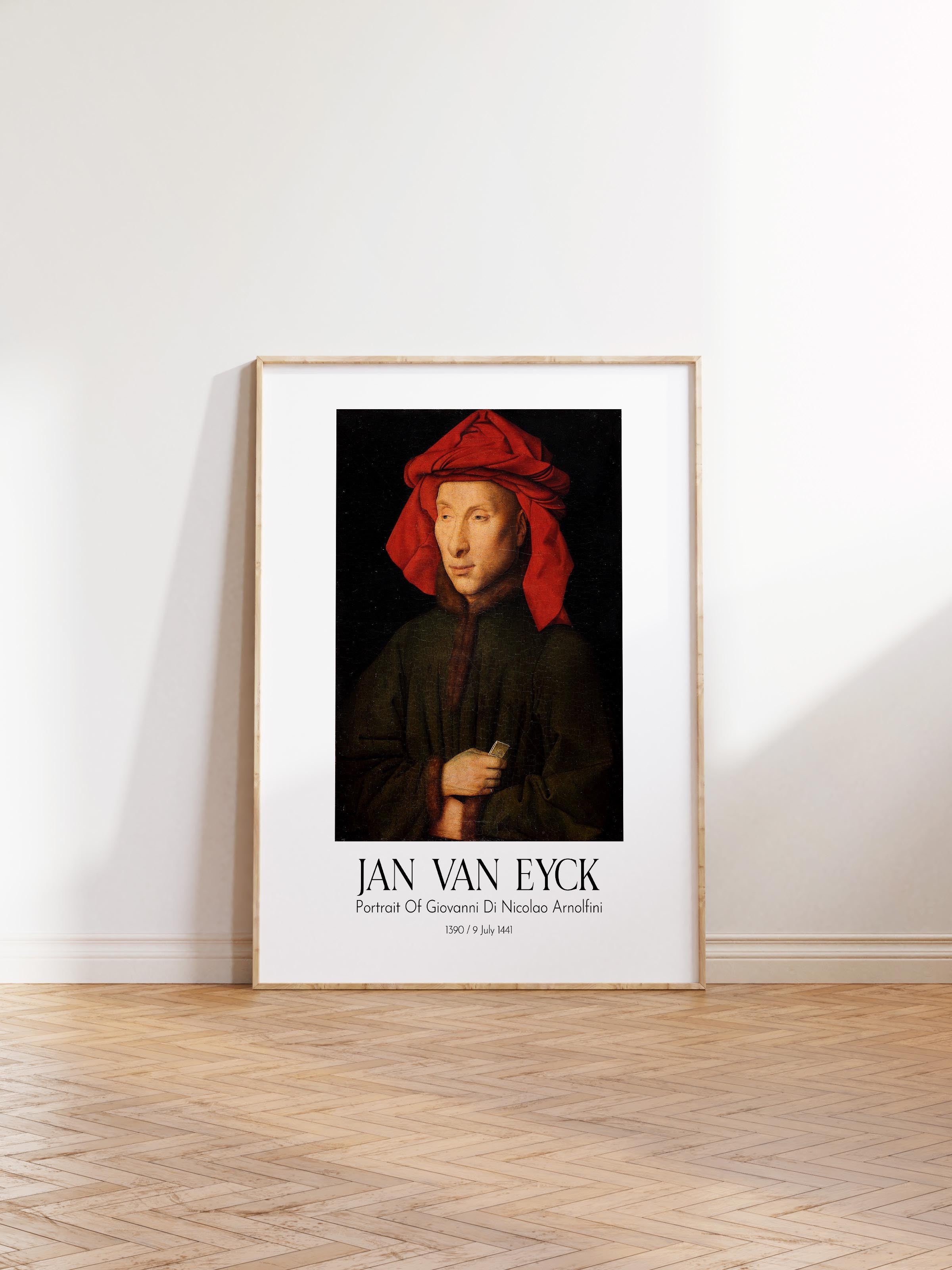 Jan Van Eyck - Portrait Of Giovanni Di Nicolao Arnolfini, Ahşap Çerçeveli Tablo, Sanat Serisi NO:112145