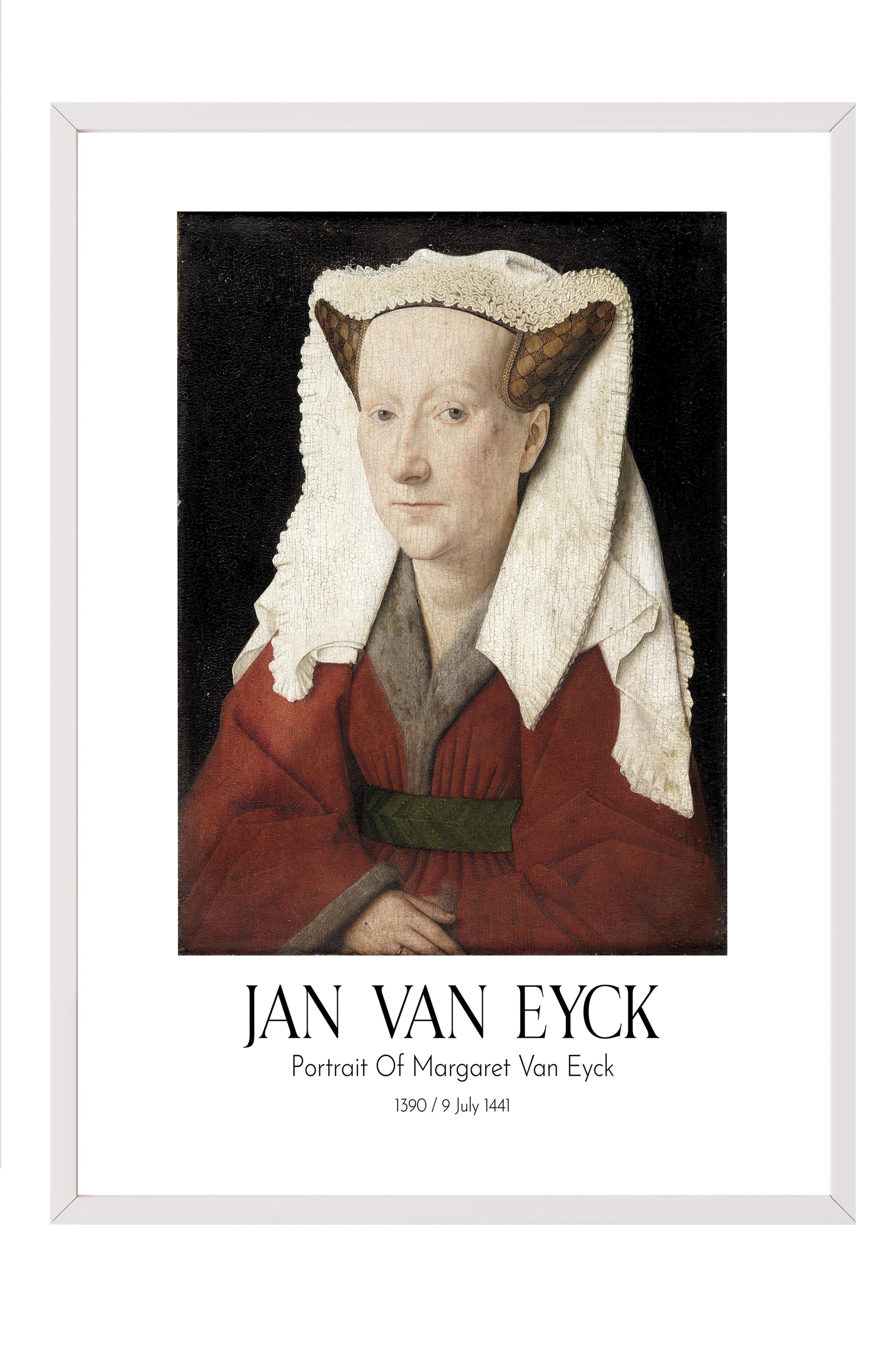Jan Van Eyck - Portrait Of Margaret Van Eyck, Beyaz Çerçeveli Tablo, Sanat Serisi NO:112146