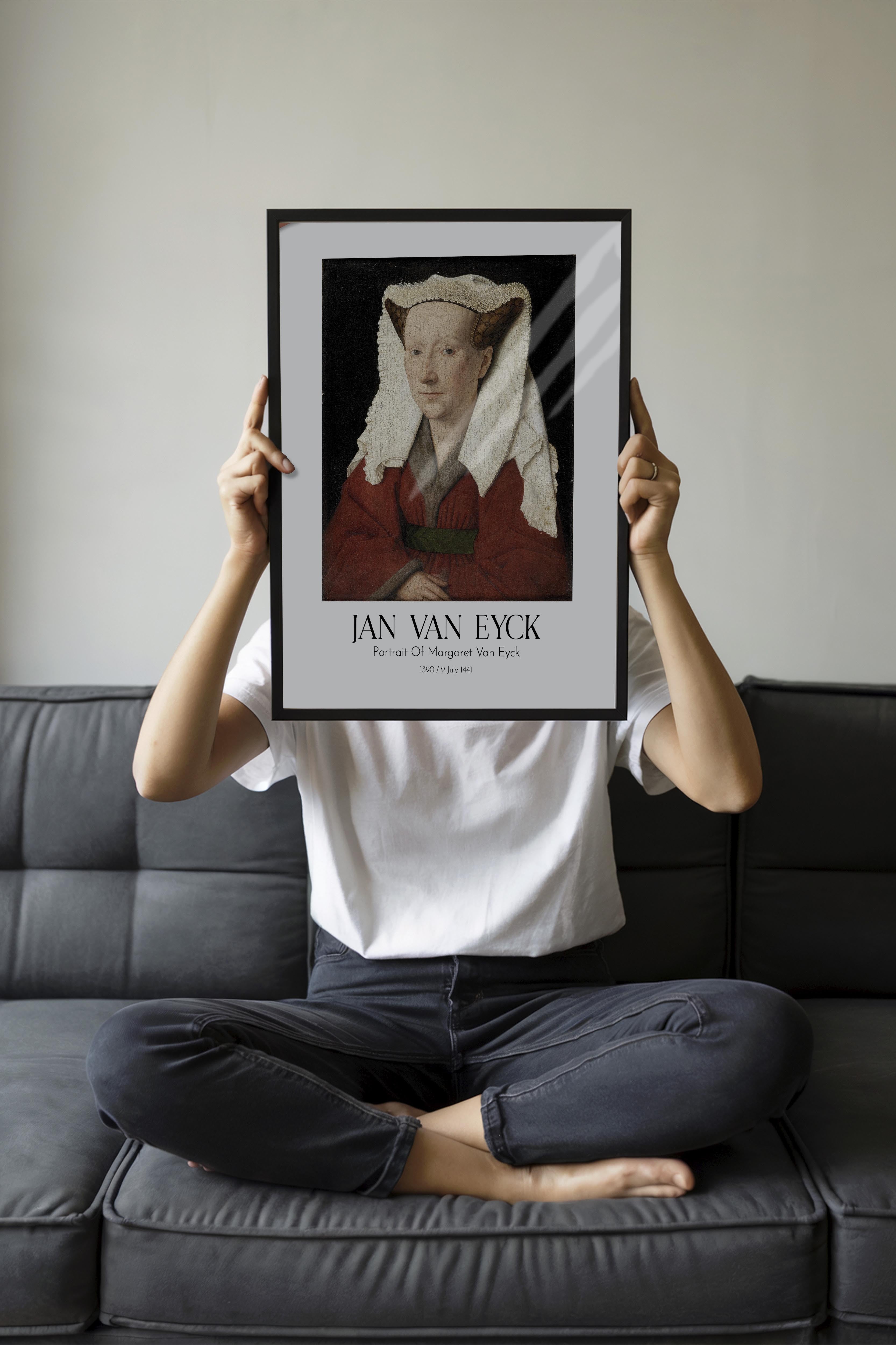 Jan Van Eyck - Portrait Of Margaret Van Eyck, Siyah Çerçeveli Tablo, Sanat Serisi NO:112146