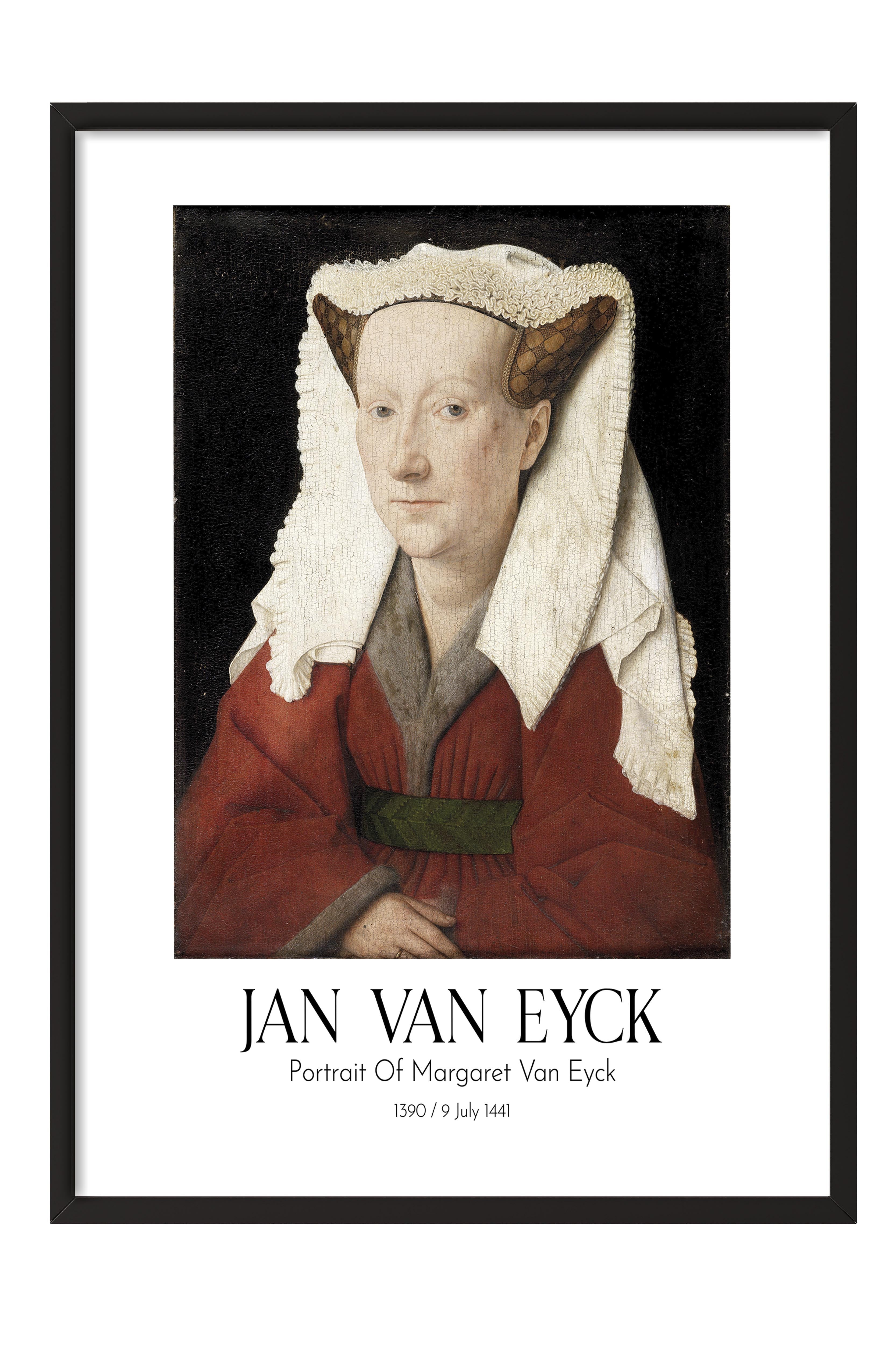 Jan Van Eyck - Portrait Of Margaret Van Eyck, Siyah Çerçeveli Tablo, Sanat Serisi NO:112146