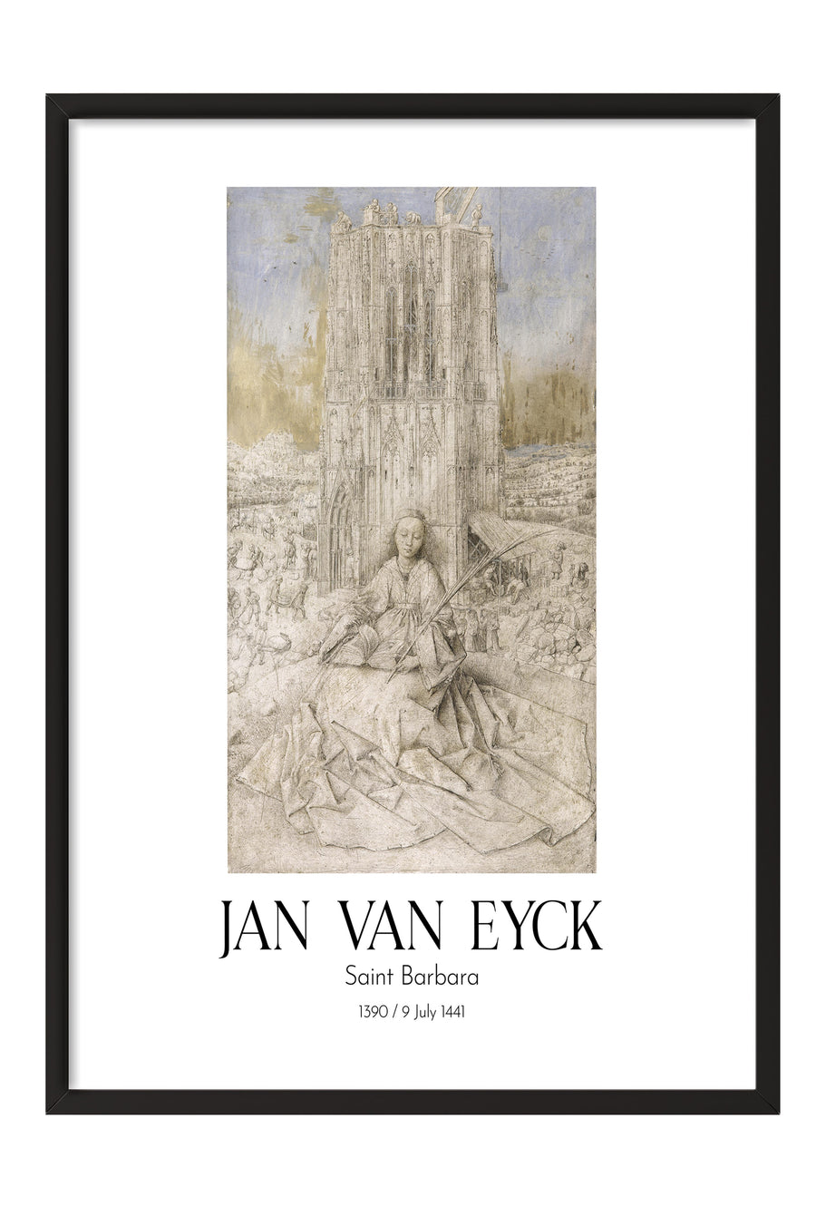 Jan Van Eyck - Saint Barbara, Siyah Çerçeveli Tablo, Sanat Serisi NO:112147