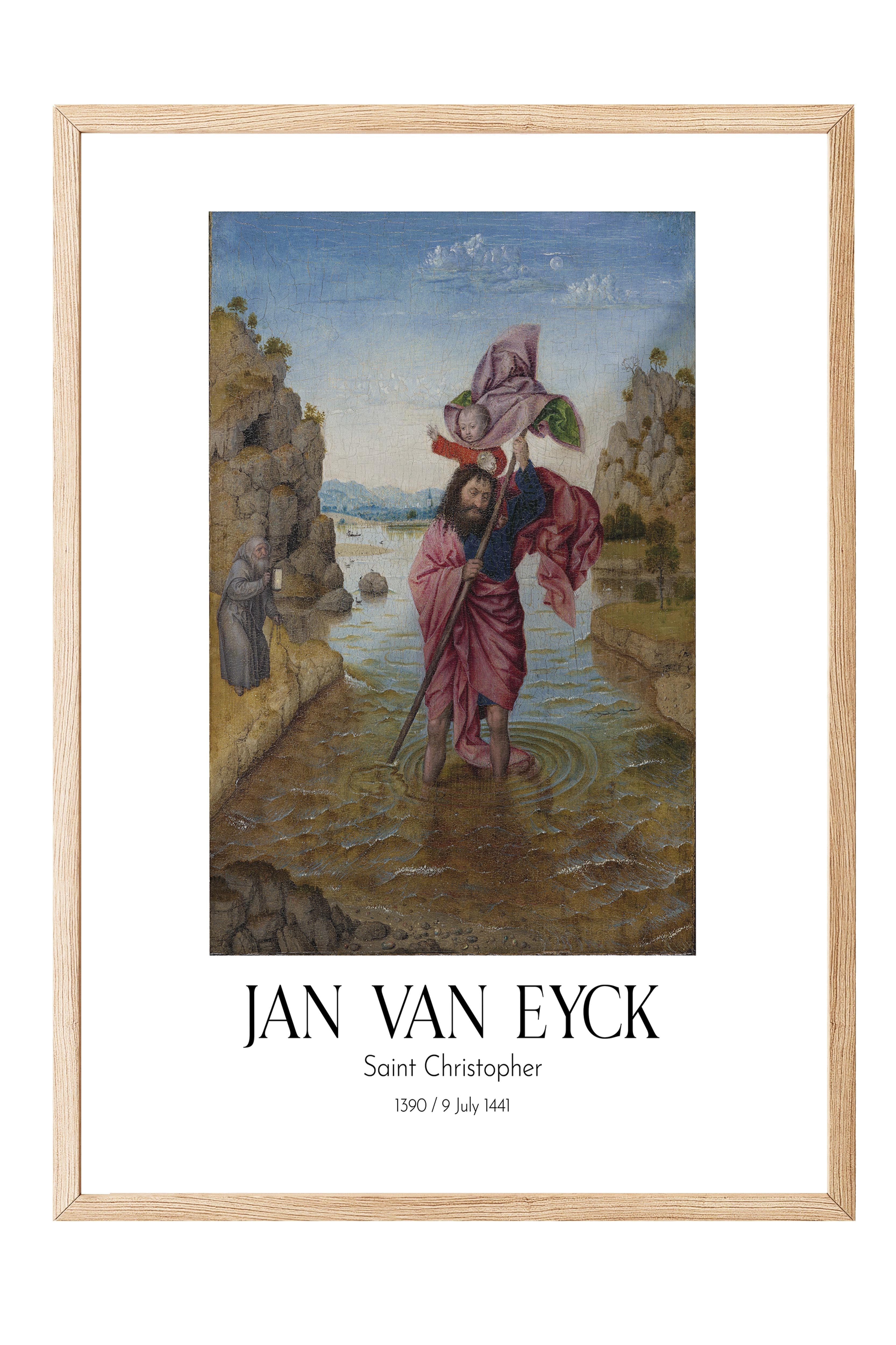 Jan Van Eyck - Saint Christopher, Ahşap Çerçeveli Tablo, Sanat Serisi NO:112148