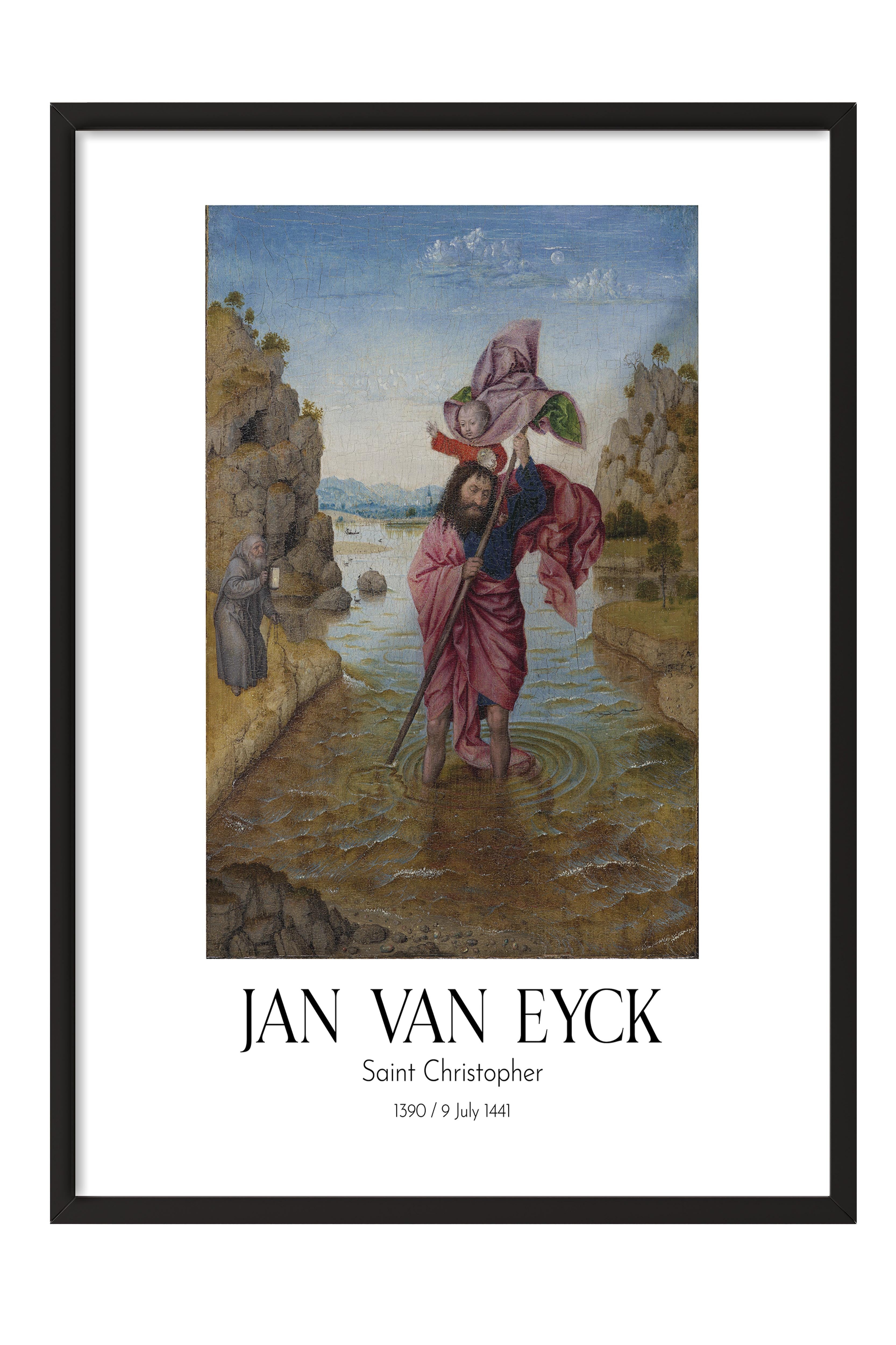 Jan Van Eyck - Saint Christopher, Siyah Çerçeveli Tablo, Sanat Serisi NO:112148