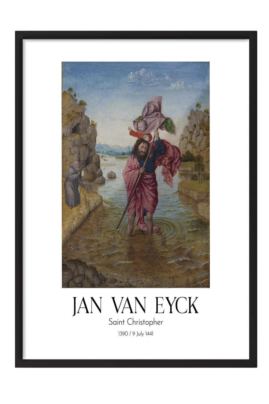 Jan Van Eyck - Saint Christopher, Siyah Çerçeveli Tablo, Sanat Serisi NO:112148
