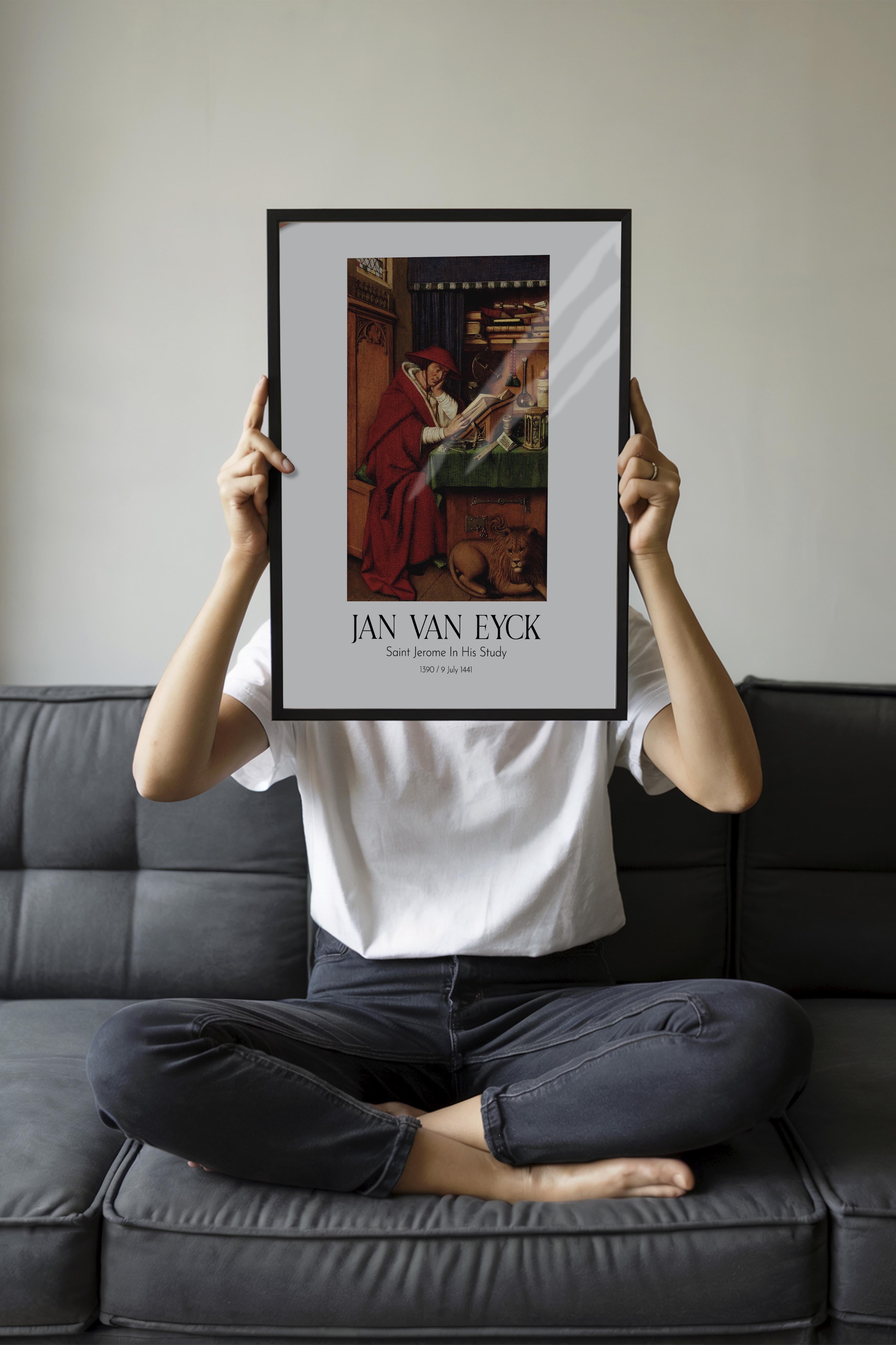 Jan Van Eyck - Saint Jerome In His Study, Siyah Çerçeveli Tablo, Sanat Serisi NO:112150
