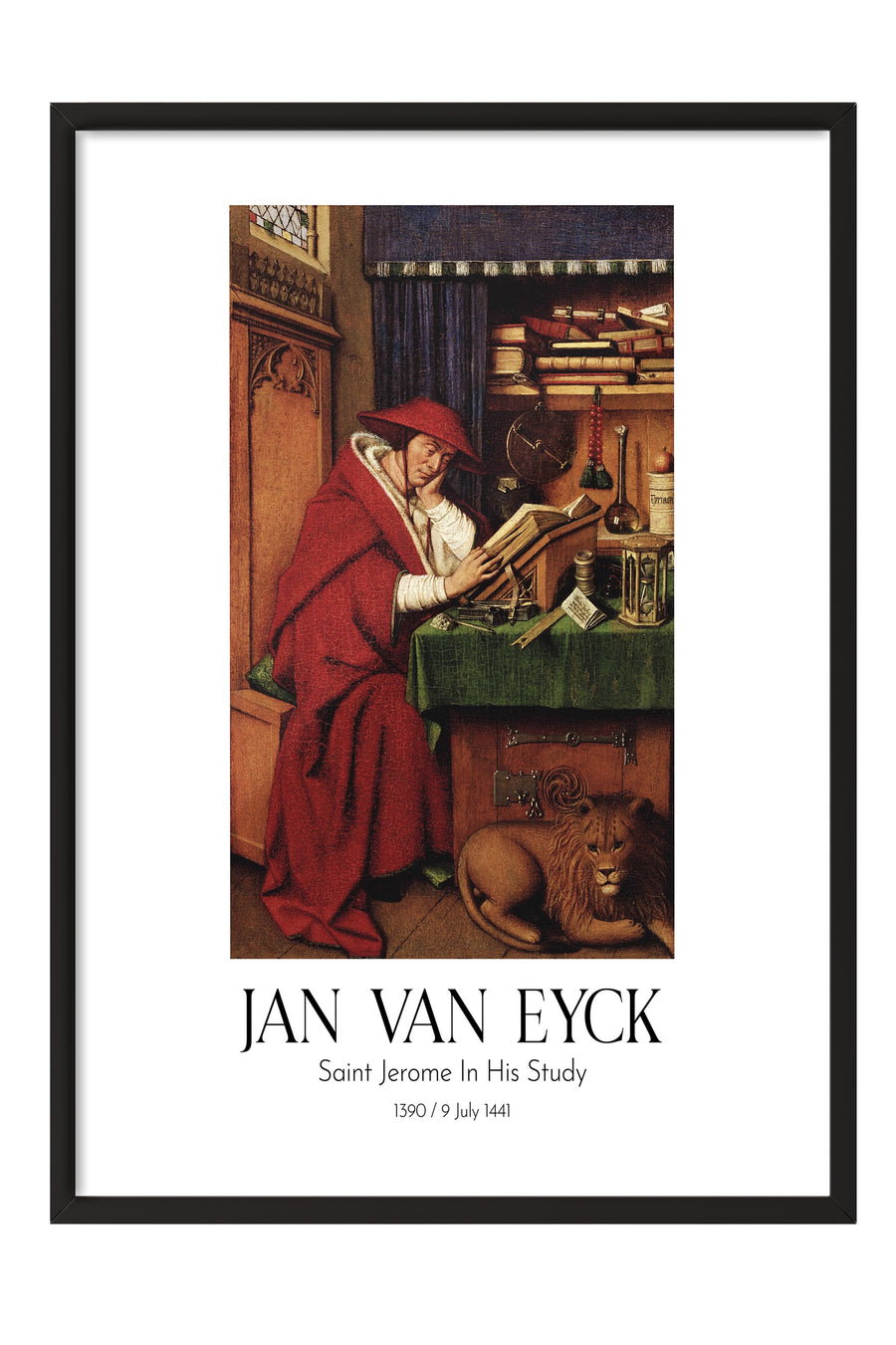 Jan Van Eyck - Saint Jerome In His Study, Siyah Çerçeveli Tablo, Sanat Serisi NO:112150