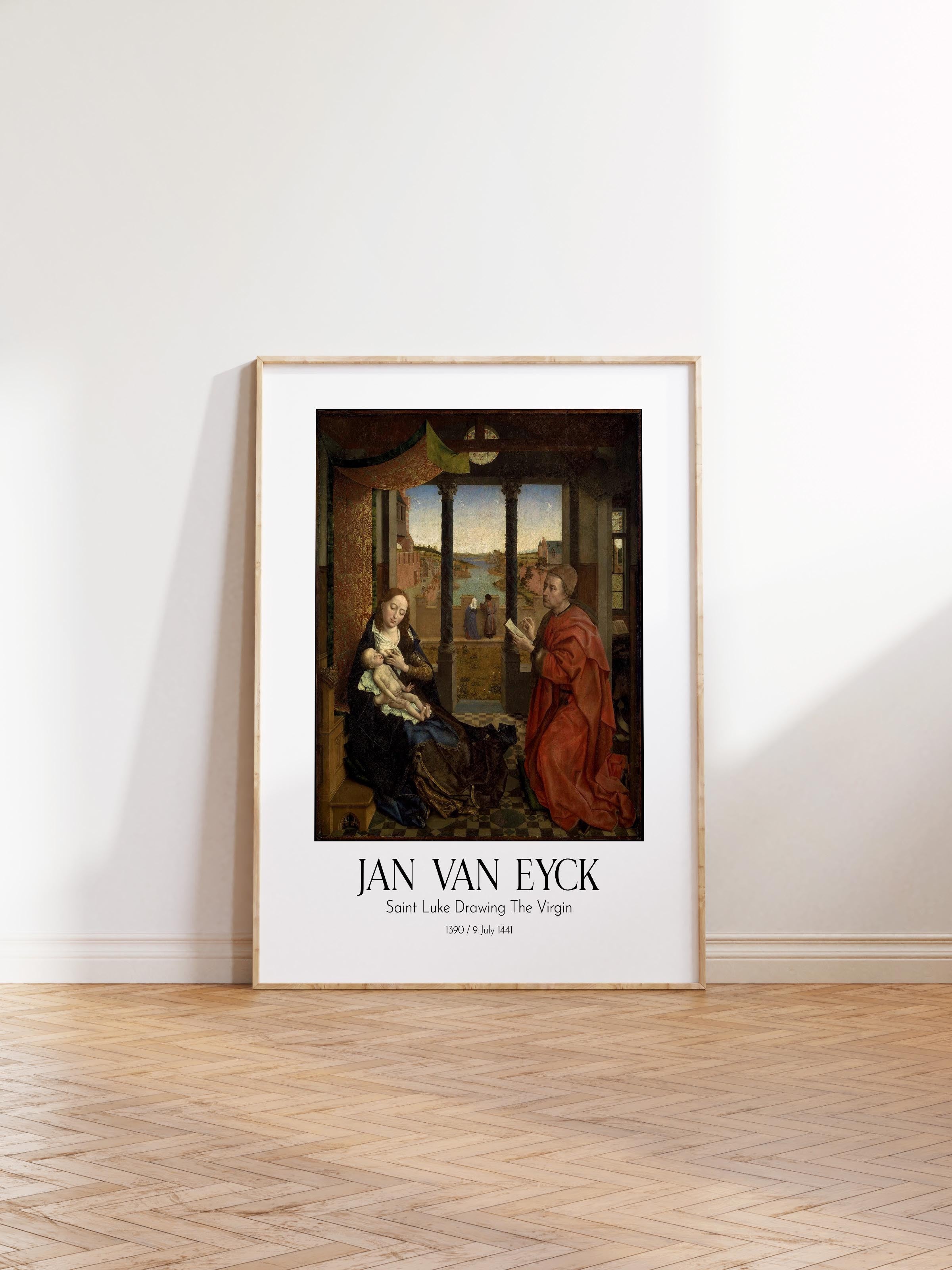 Jan Van Eyck - Saint Luke Drawing The Virgin, Ahşap Çerçeveli Tablo, Sanat Serisi NO:112151