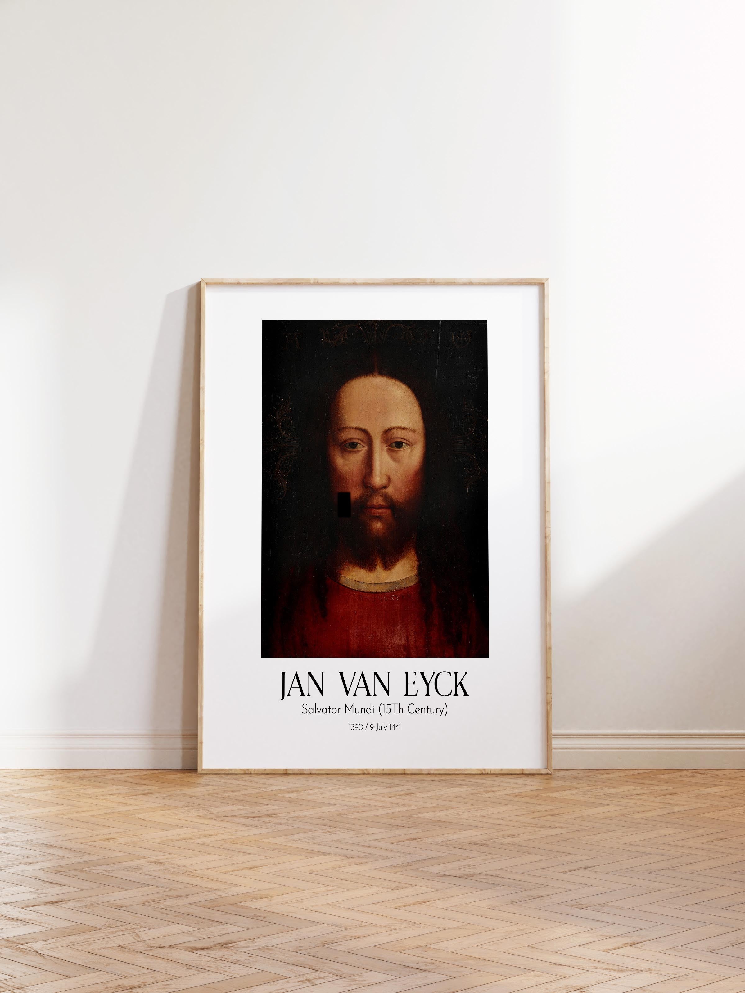 Jan Van Eyck - Salvator Mundi (15Th Century), Ahşap Çerçeveli Tablo, Sanat Serisi NO:112152