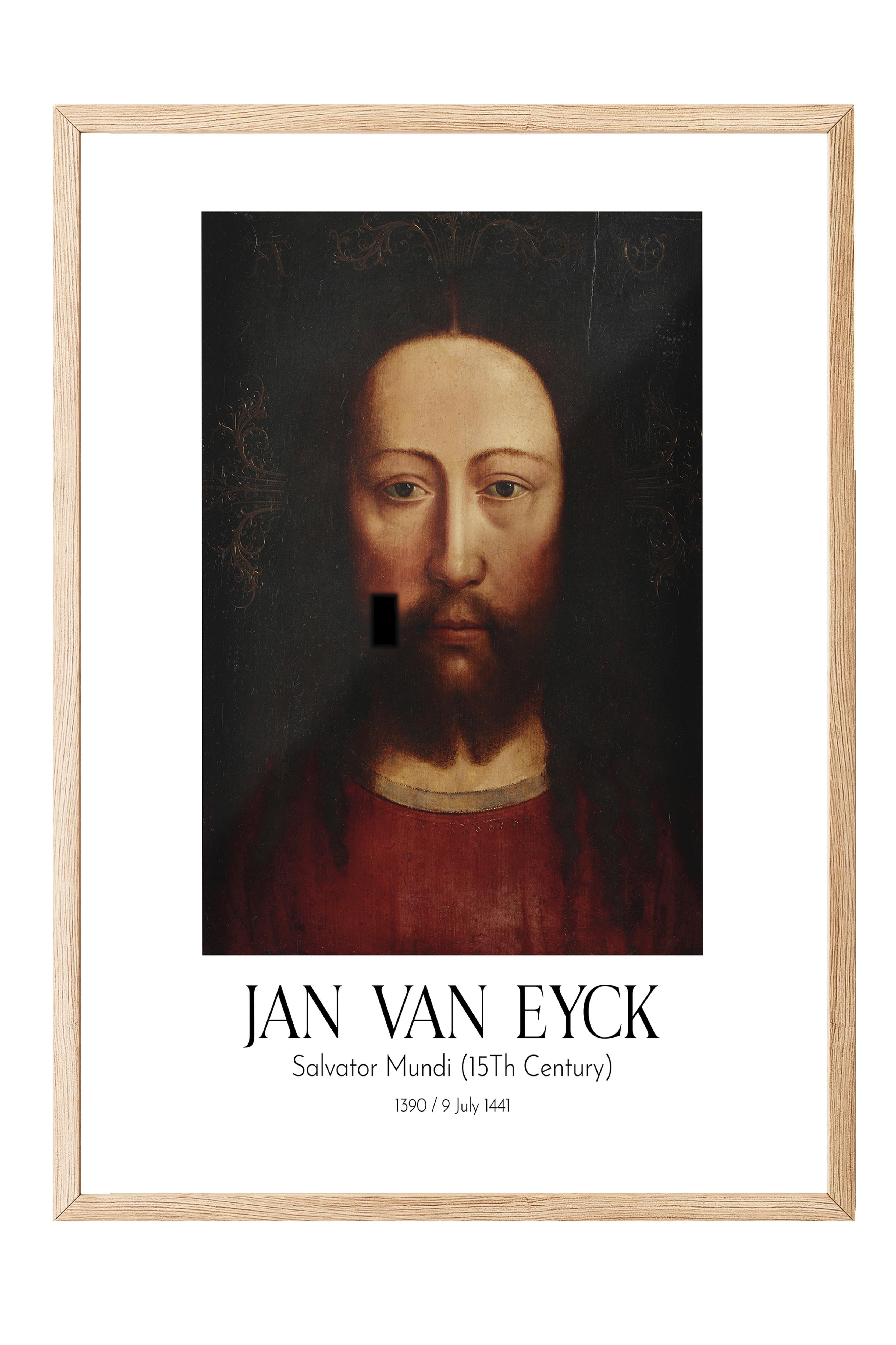Jan Van Eyck - Salvator Mundi (15Th Century), Ahşap Çerçeveli Tablo, Sanat Serisi NO:112152