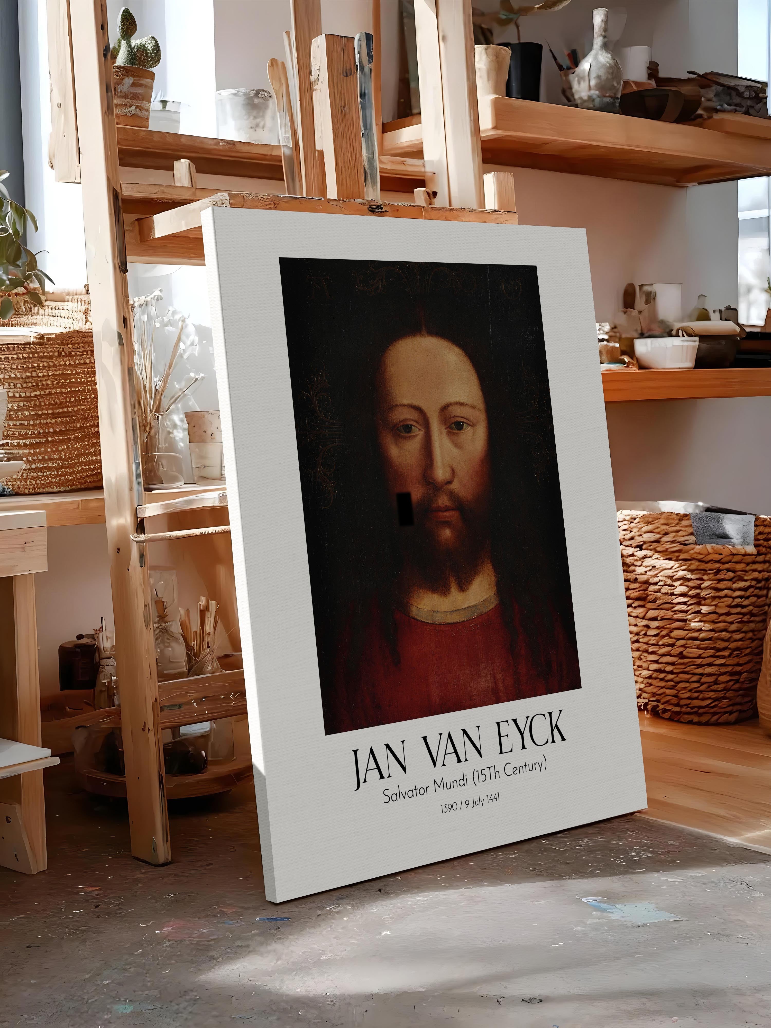 Jan Van Eyck - Salvator Mundi (15Th Century), Kanvas Tablo, Sanat Serisi NO:112152