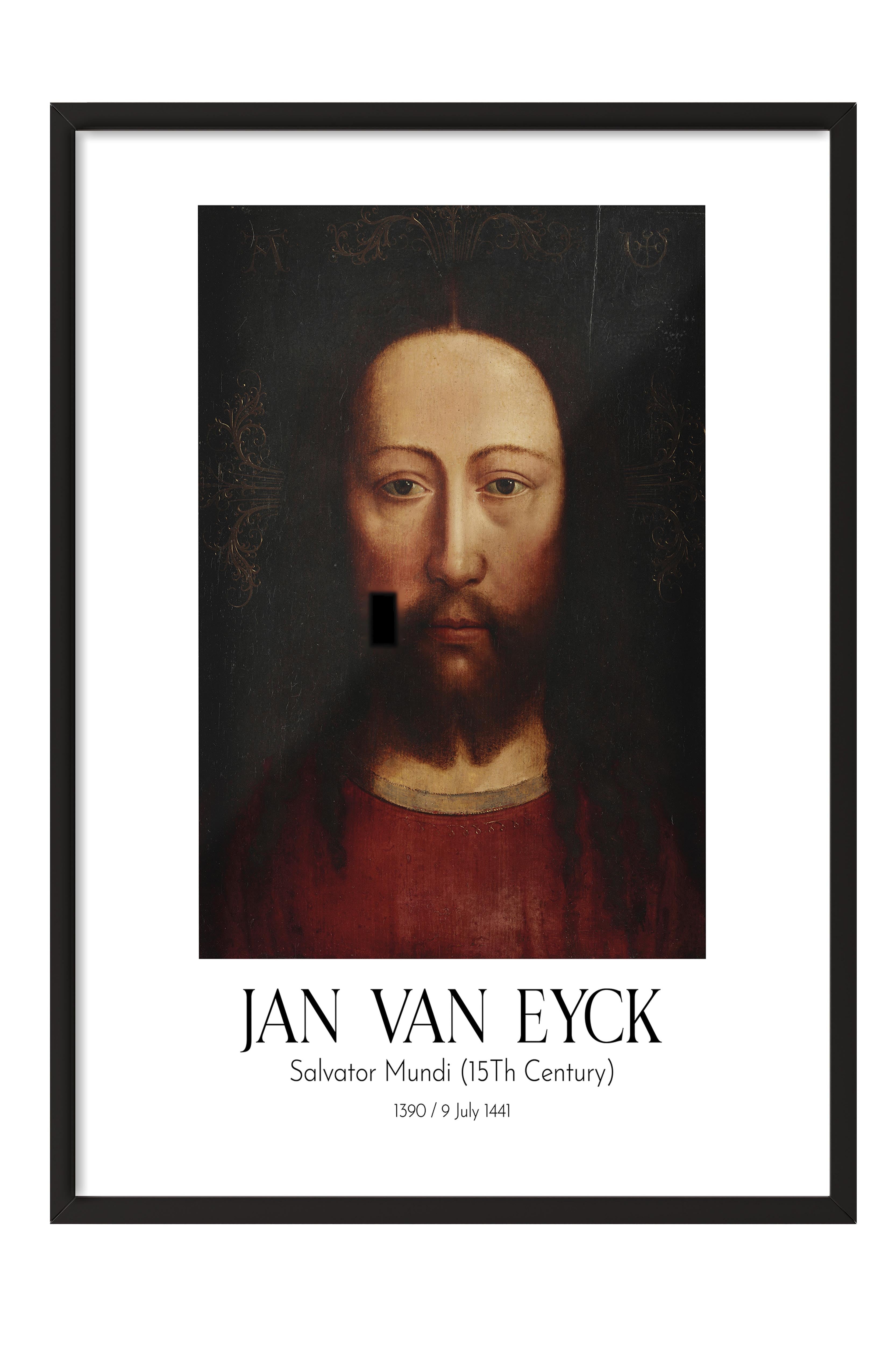 Jan Van Eyck - Salvator Mundi (15Th Century), Siyah Çerçeveli Tablo, Sanat Serisi NO:112152