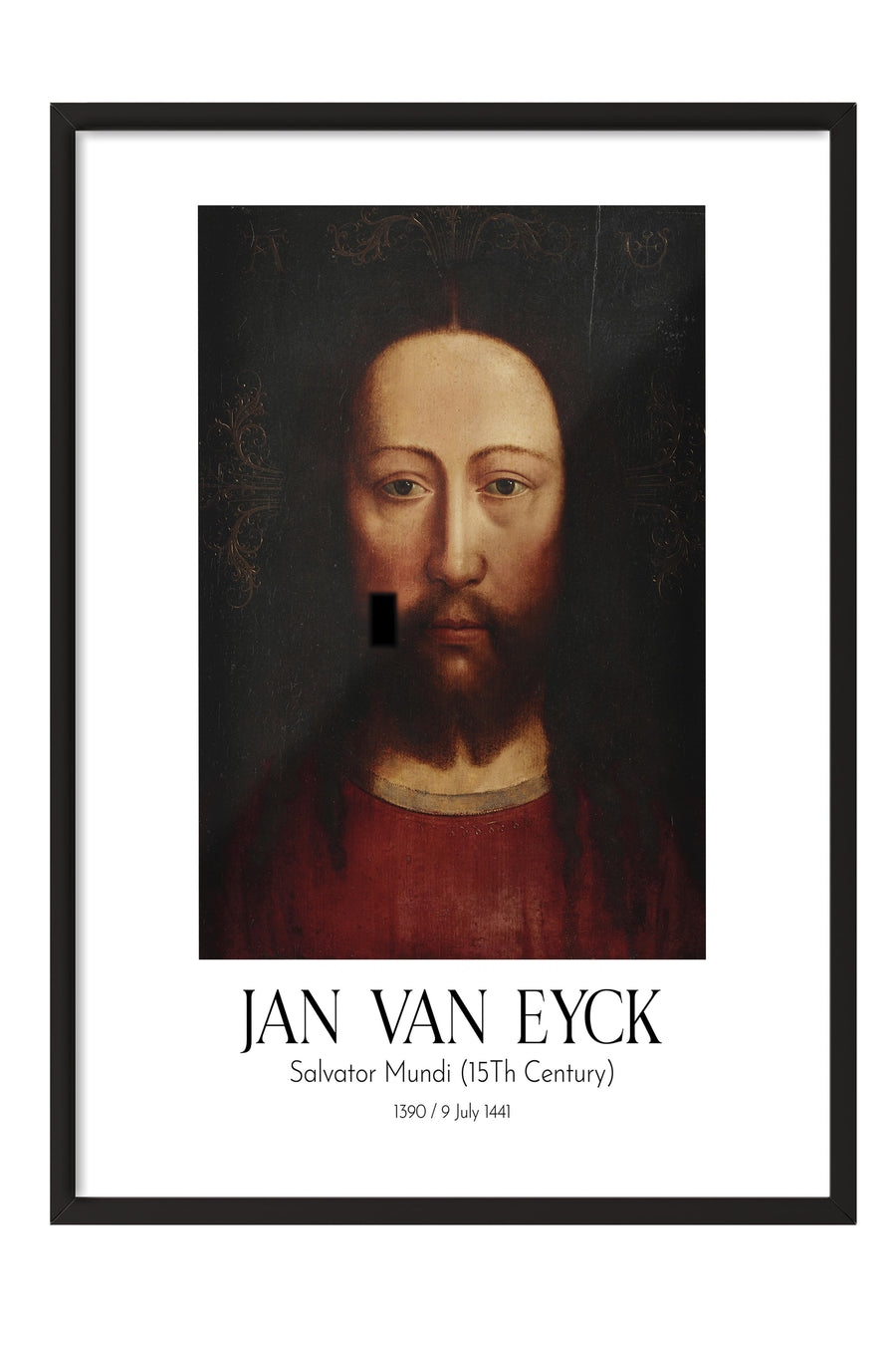 Jan Van Eyck - Salvator Mundi (15Th Century), Siyah Çerçeveli Tablo, Sanat Serisi NO:112152