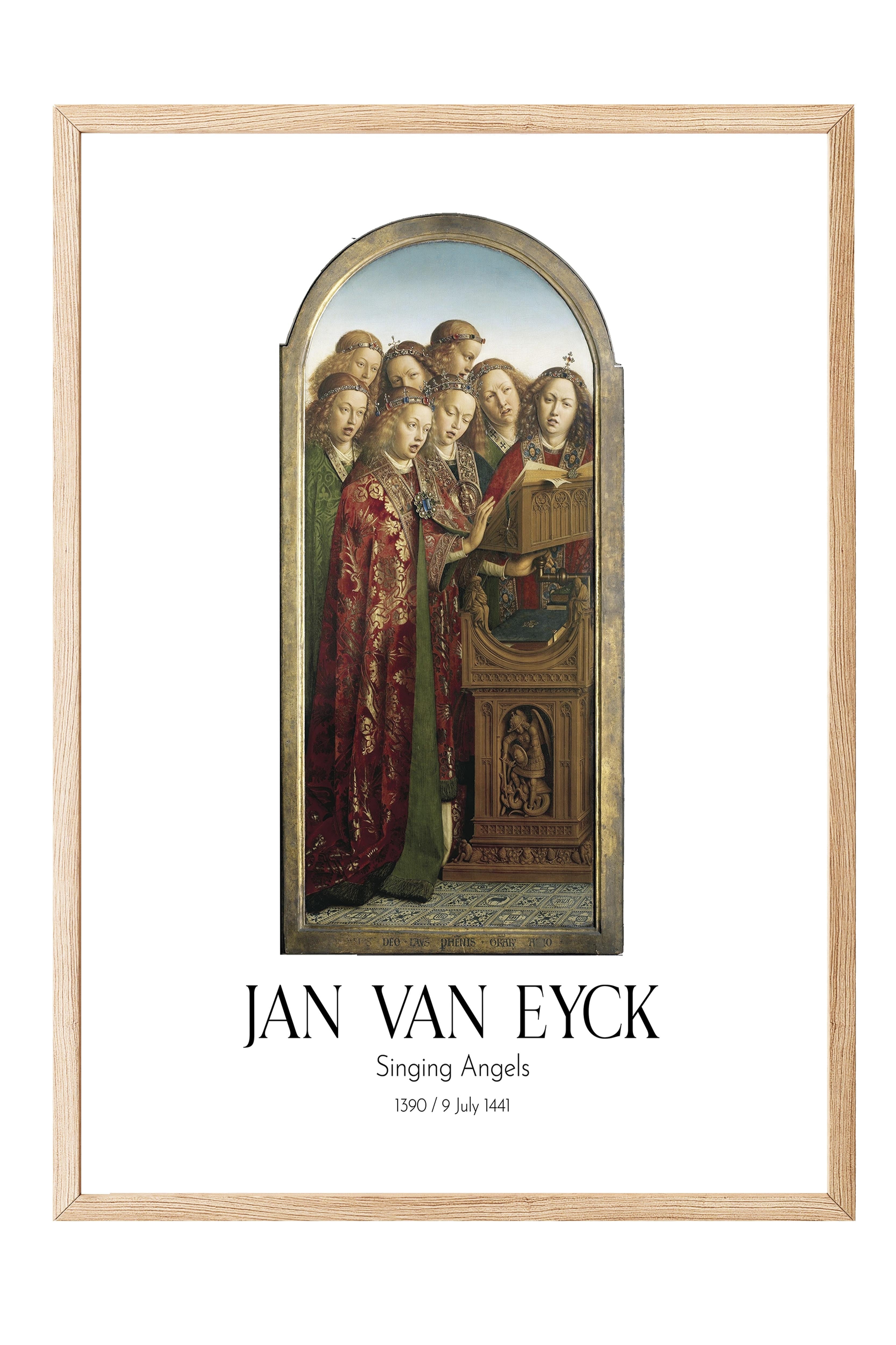 Jan Van Eyck - Singing Angels, Ahşap Çerçeveli Tablo, Sanat Serisi NO:112153