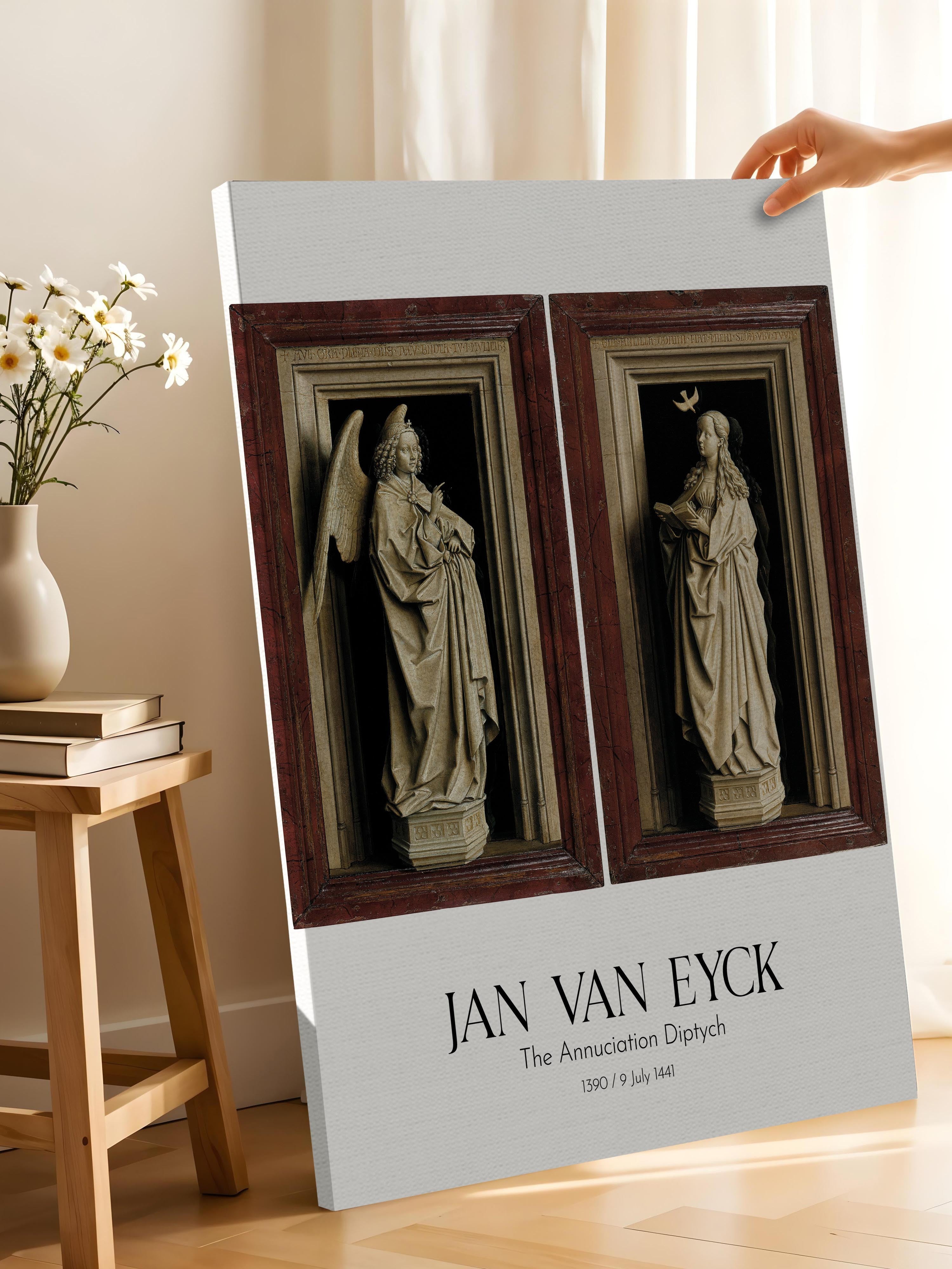Jan Van Eyck - The Annuciation Diptych, Kanvas Tablo, Sanat Serisi NO:112154