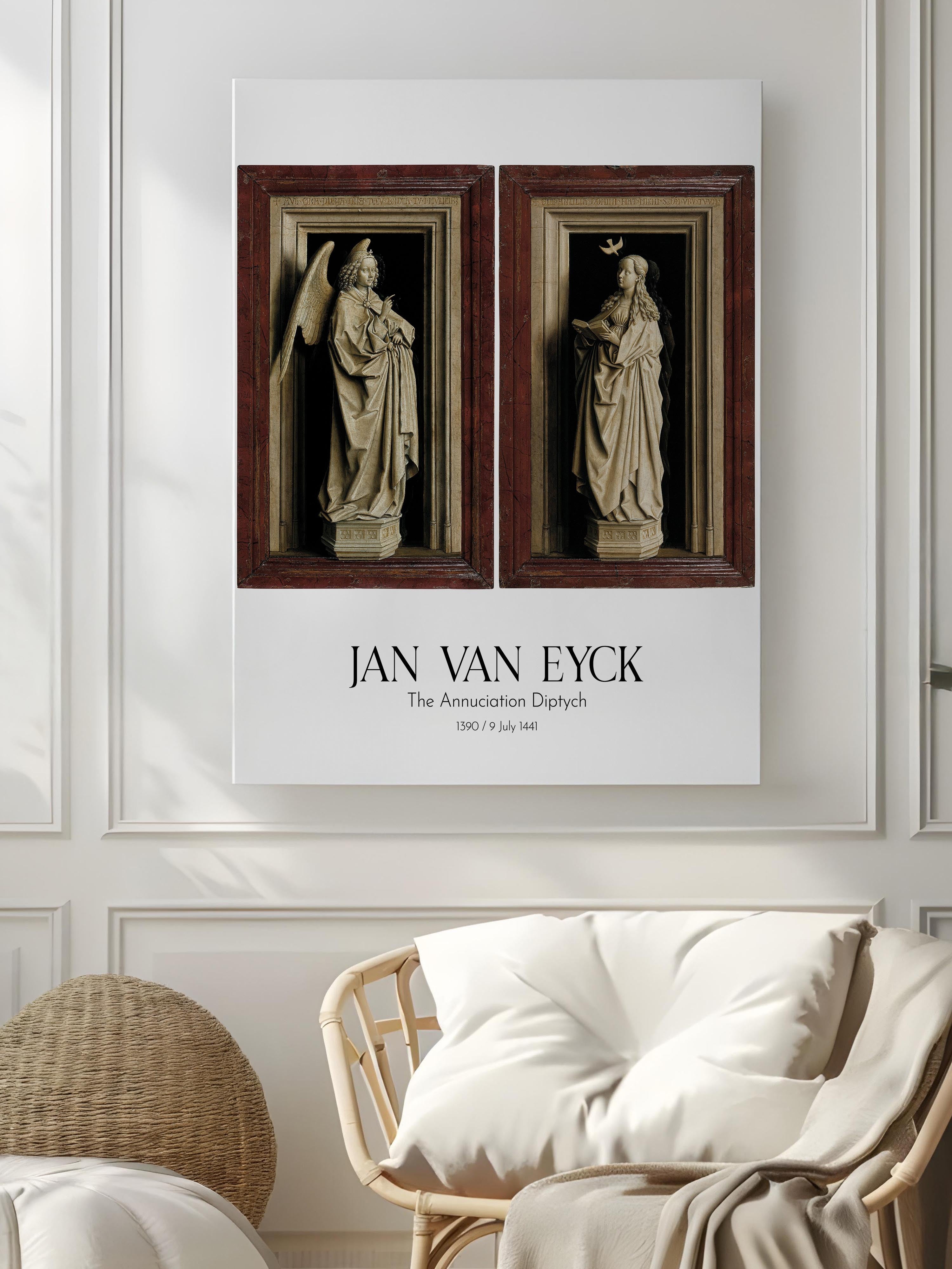 Jan Van Eyck - The Annuciation Diptych, Kanvas Tablo, Sanat Serisi NO:112154