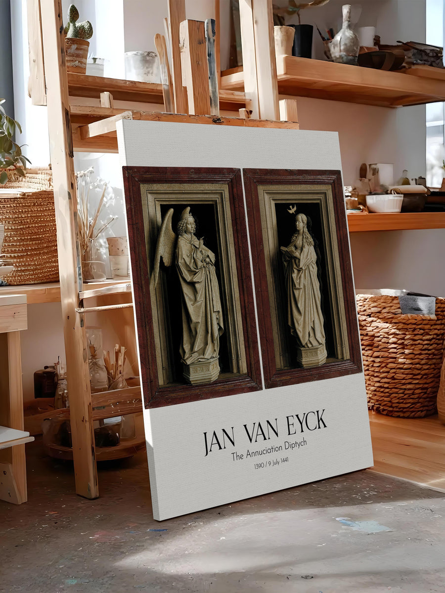 Jan Van Eyck - The Annuciation Diptych, Kanvas Tablo, Sanat Serisi NO:112154