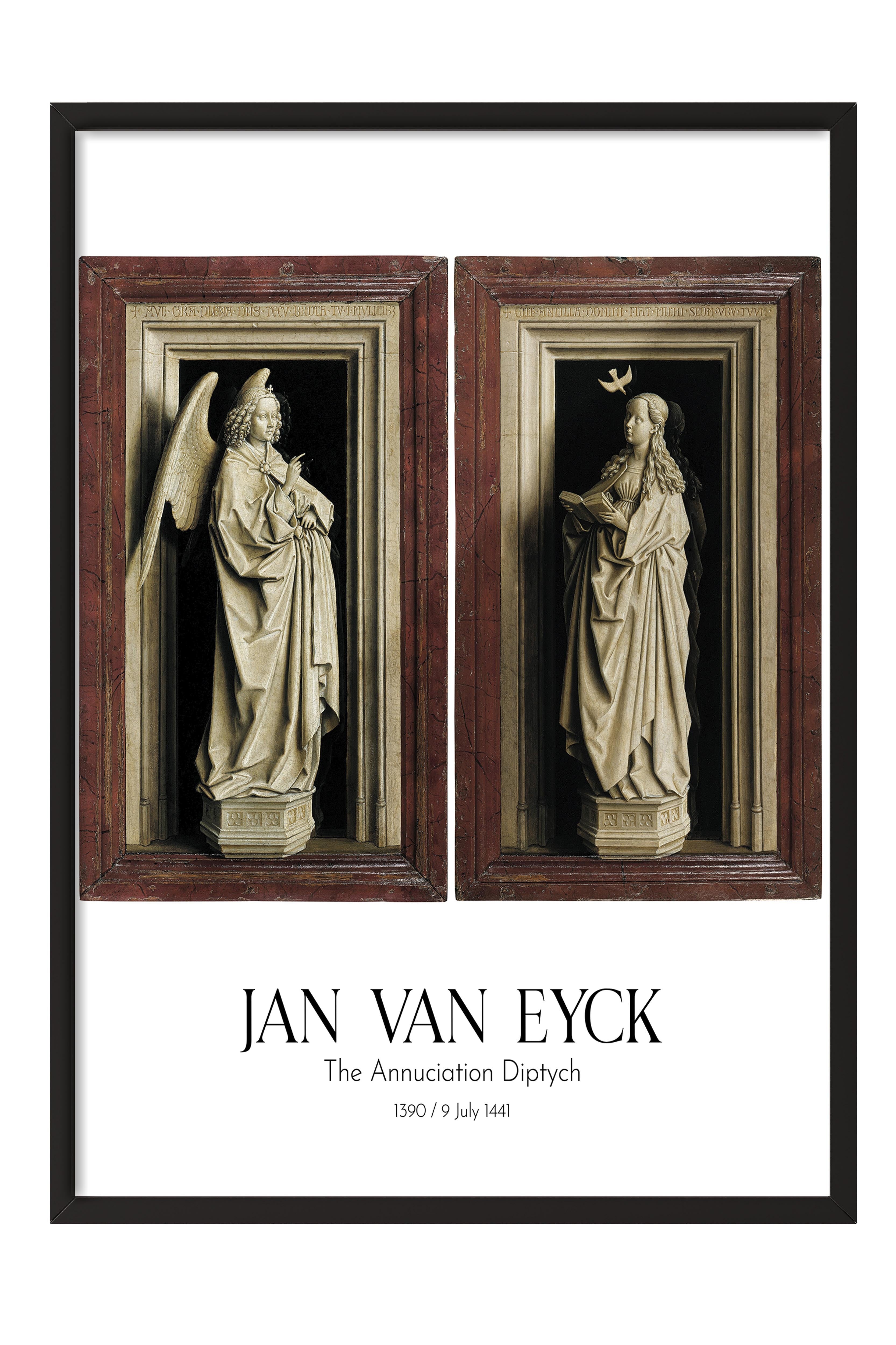 Jan Van Eyck - The Annuciation Diptych, Siyah Çerçeveli Tablo, Sanat Serisi NO:112154