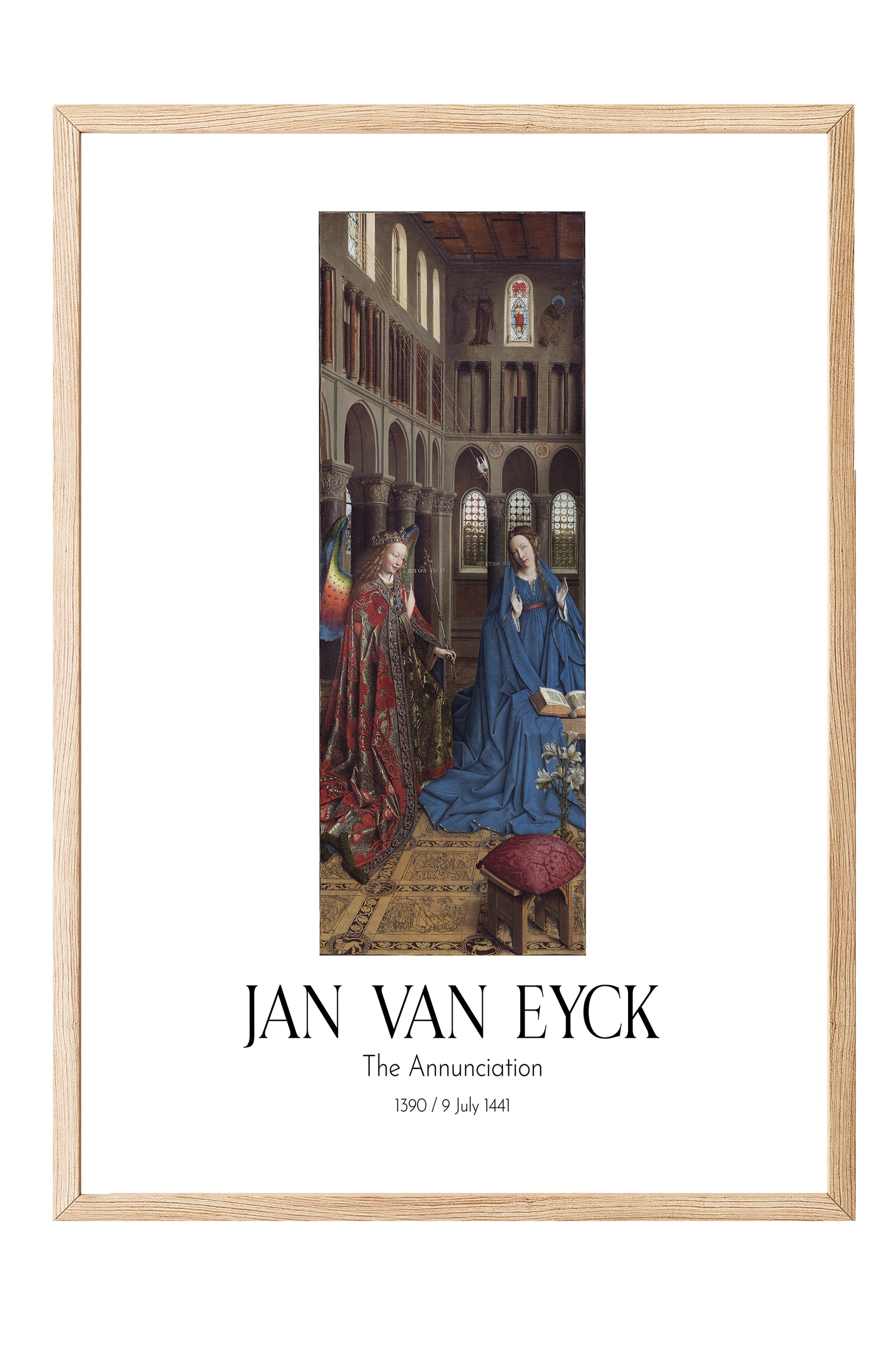 Jan Van Eyck - The Annunciation, Ahşap Çerçeveli Tablo, Sanat Serisi NO:112155