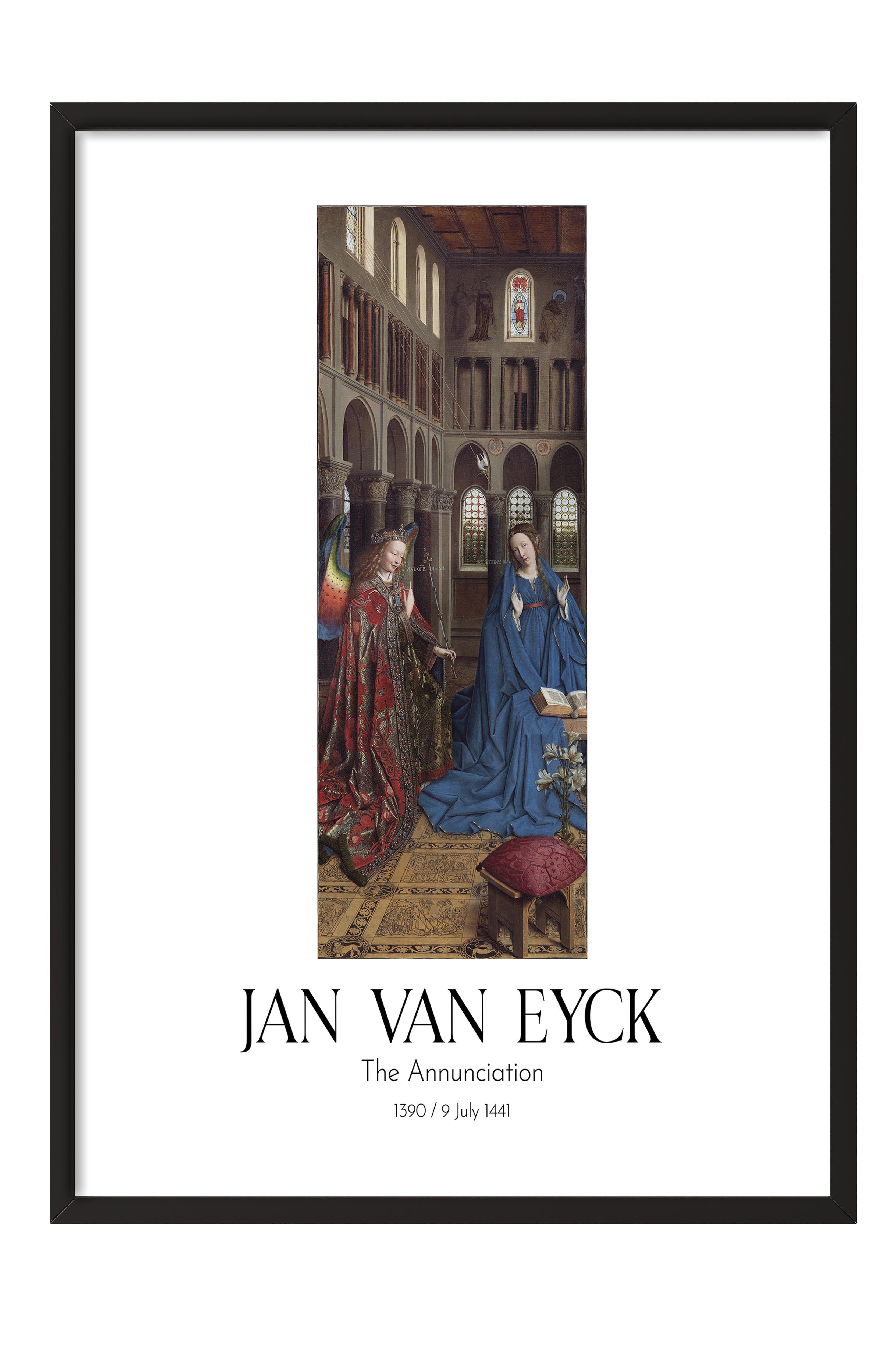 Jan Van Eyck - The Annunciation, Siyah Çerçeveli Tablo, Sanat Serisi NO:112155