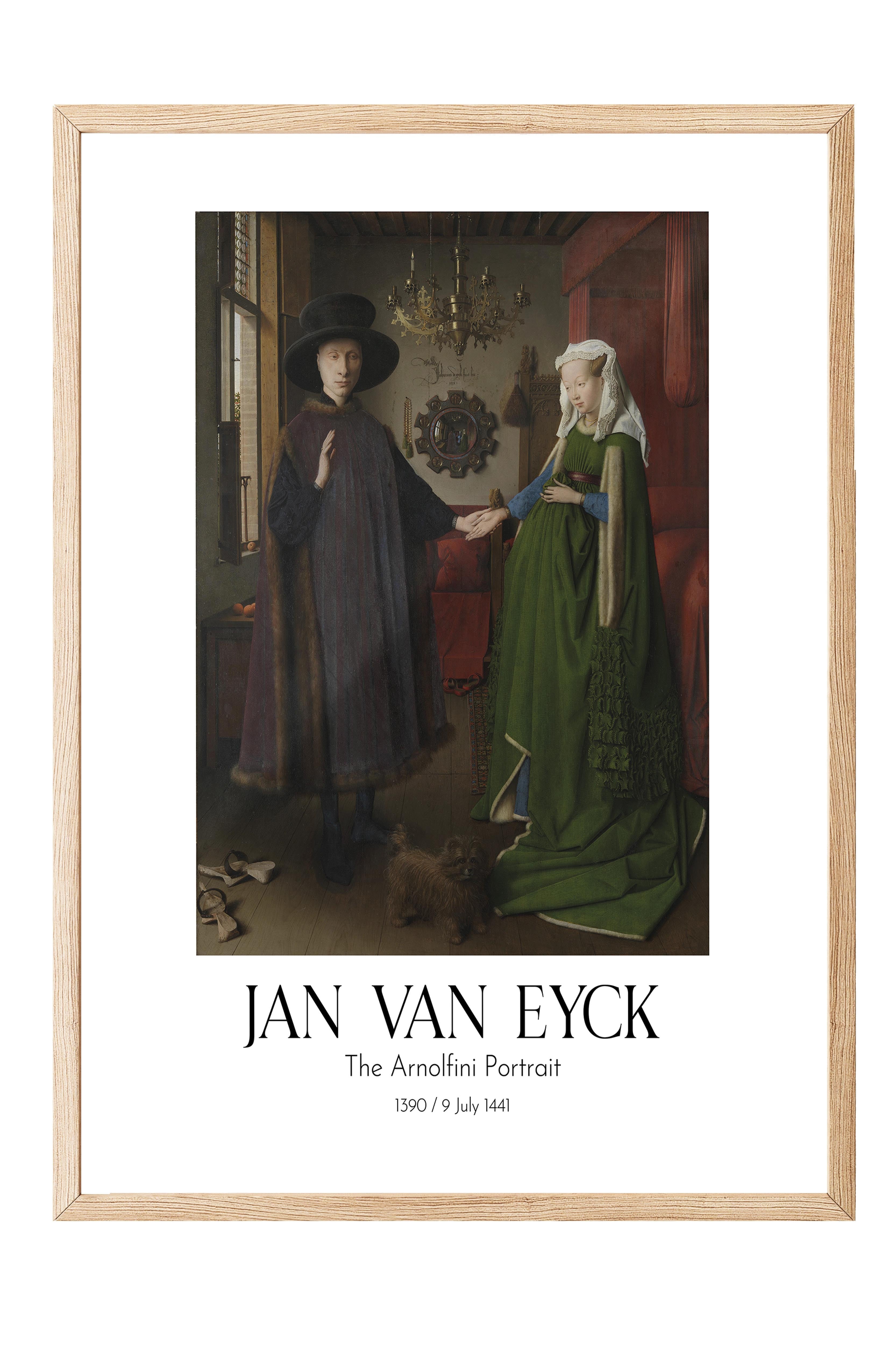 Jan Van Eyck - The Arnolfini Portrait, Ahşap Çerçeveli Tablo, Sanat Serisi NO:112156