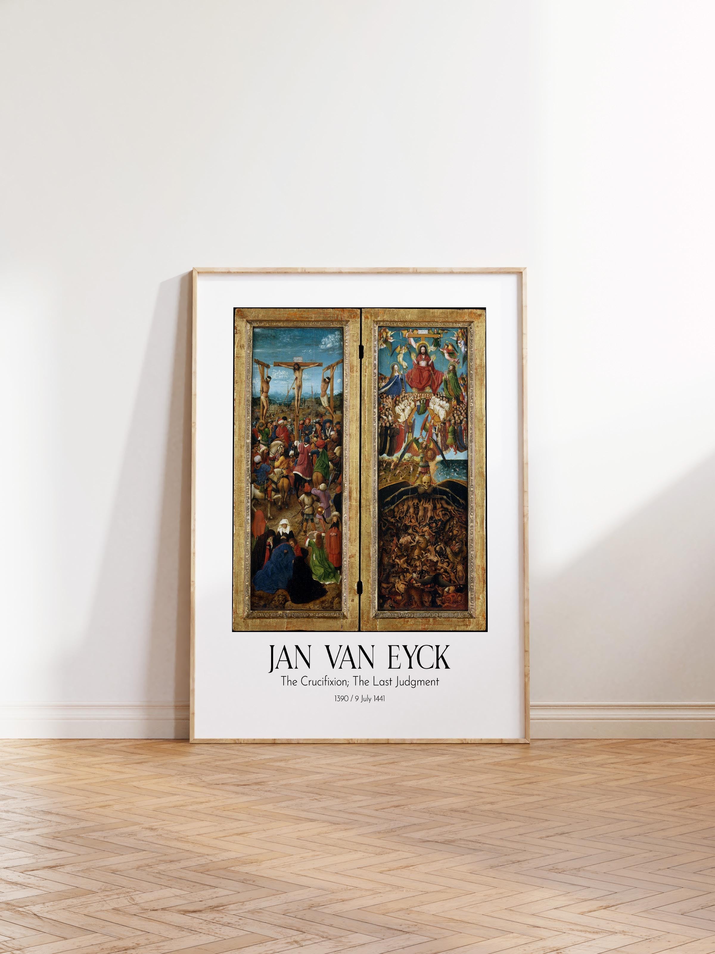 Jan Van Eyck - The Crucifixion; The Last Judgment, Ahşap Çerçeveli Tablo, Sanat Serisi NO:112157
