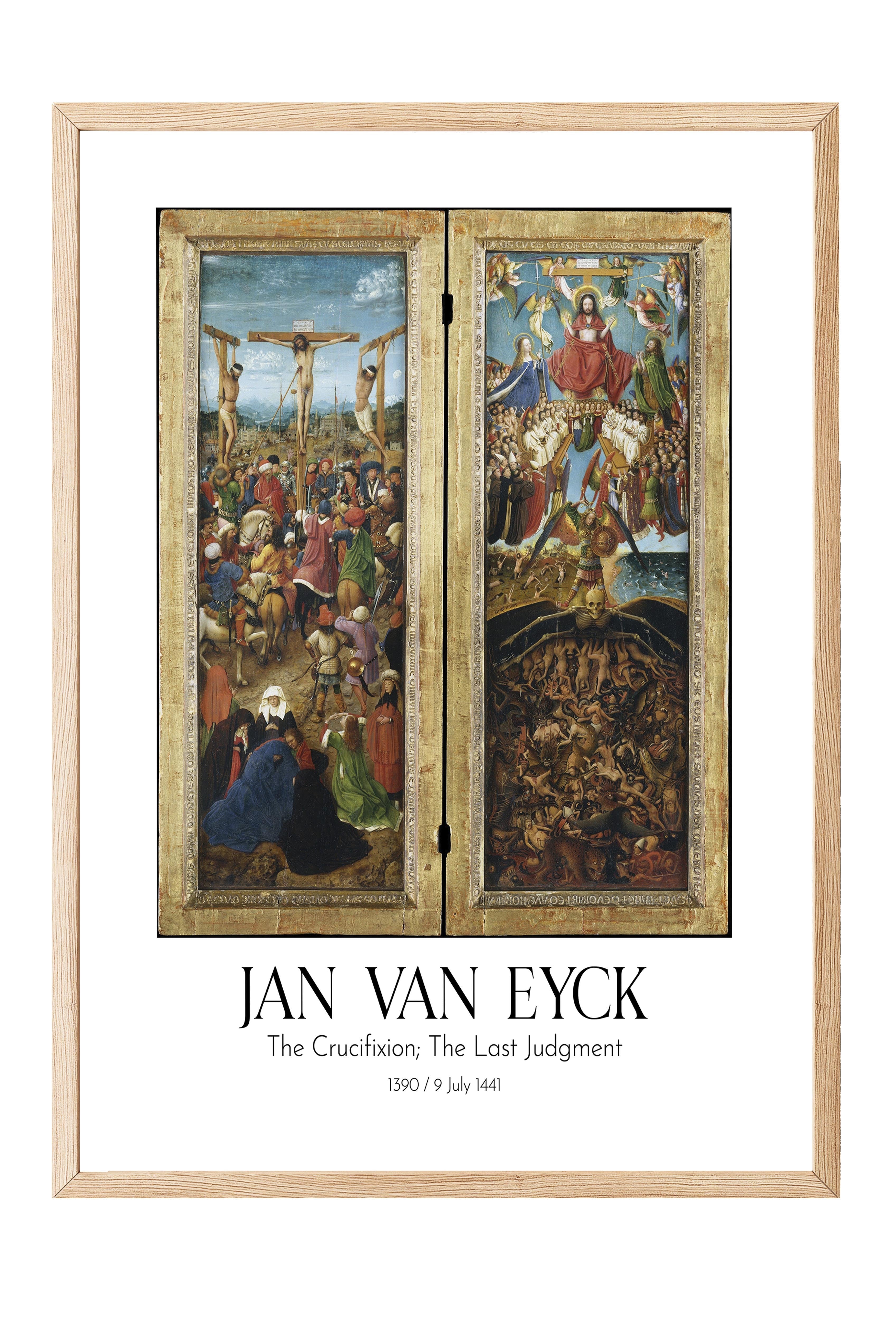 Jan Van Eyck - The Crucifixion; The Last Judgment, Ahşap Çerçeveli Tablo, Sanat Serisi NO:112157