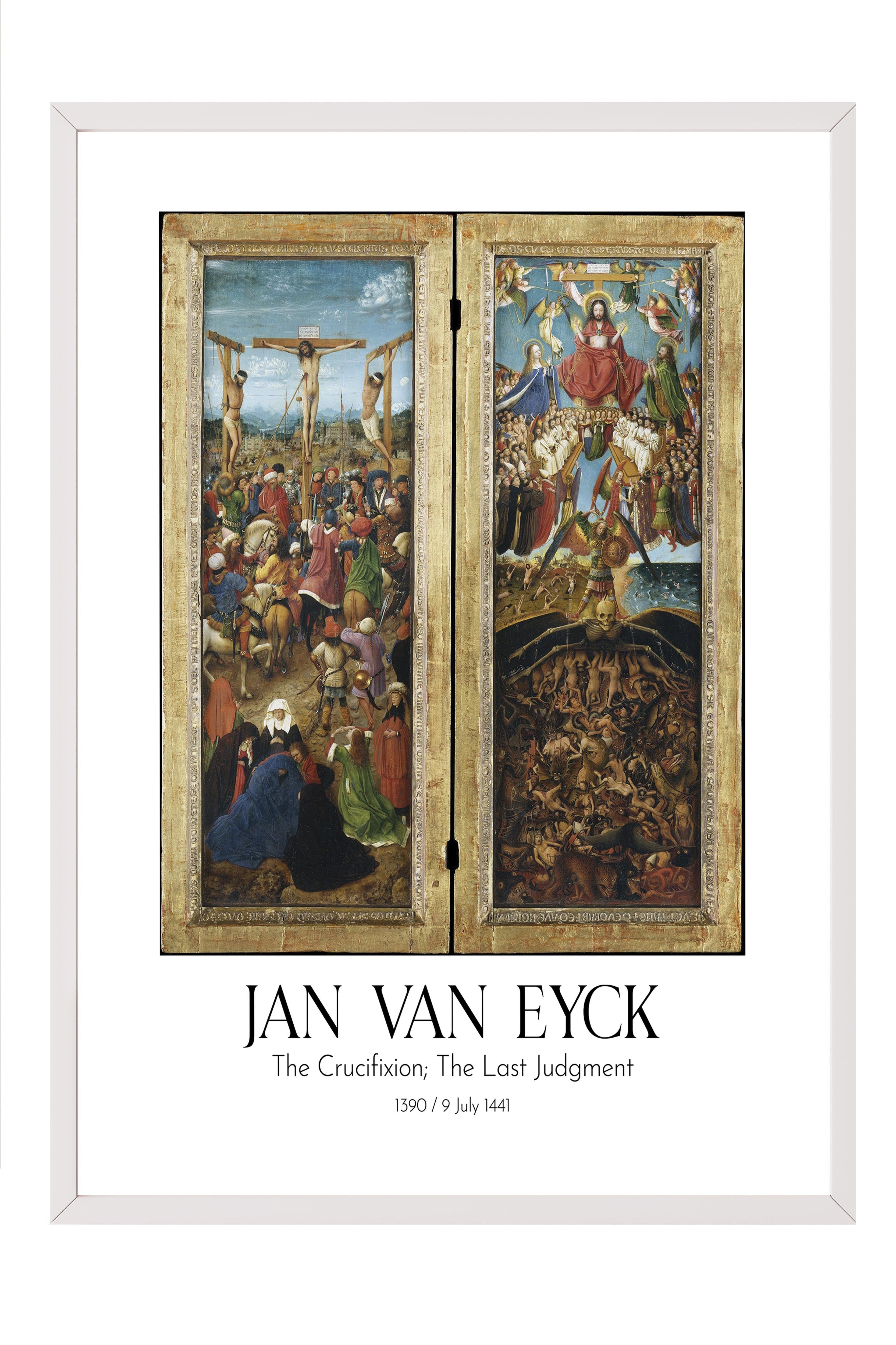 Jan Van Eyck - The Crucifixion; The Last Judgment, Beyaz Çerçeveli Tablo, Sanat Serisi NO:112157