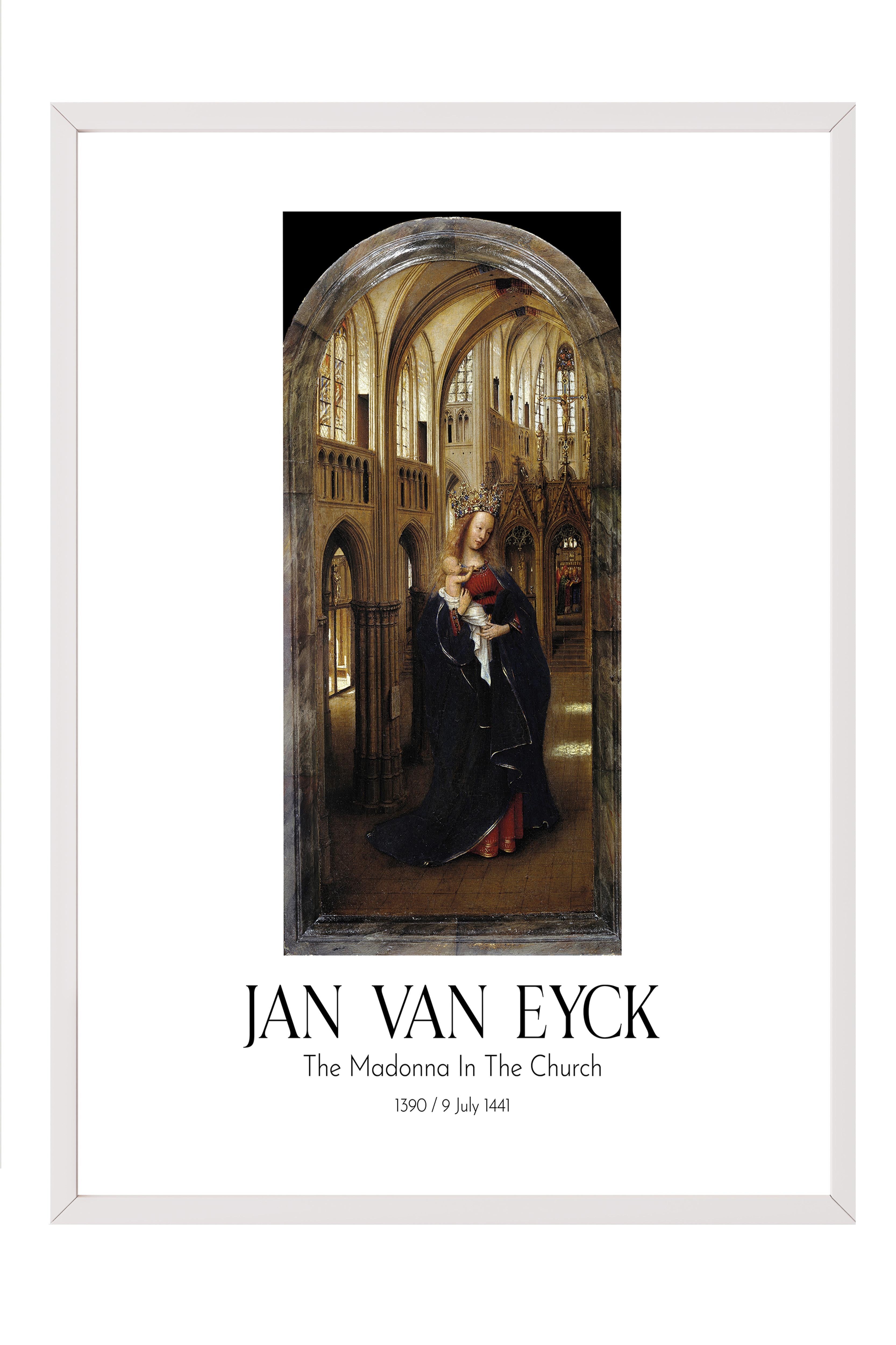 Jan Van Eyck - The Madonna In The Church, Beyaz Çerçeveli Tablo, Sanat Serisi NO:112159