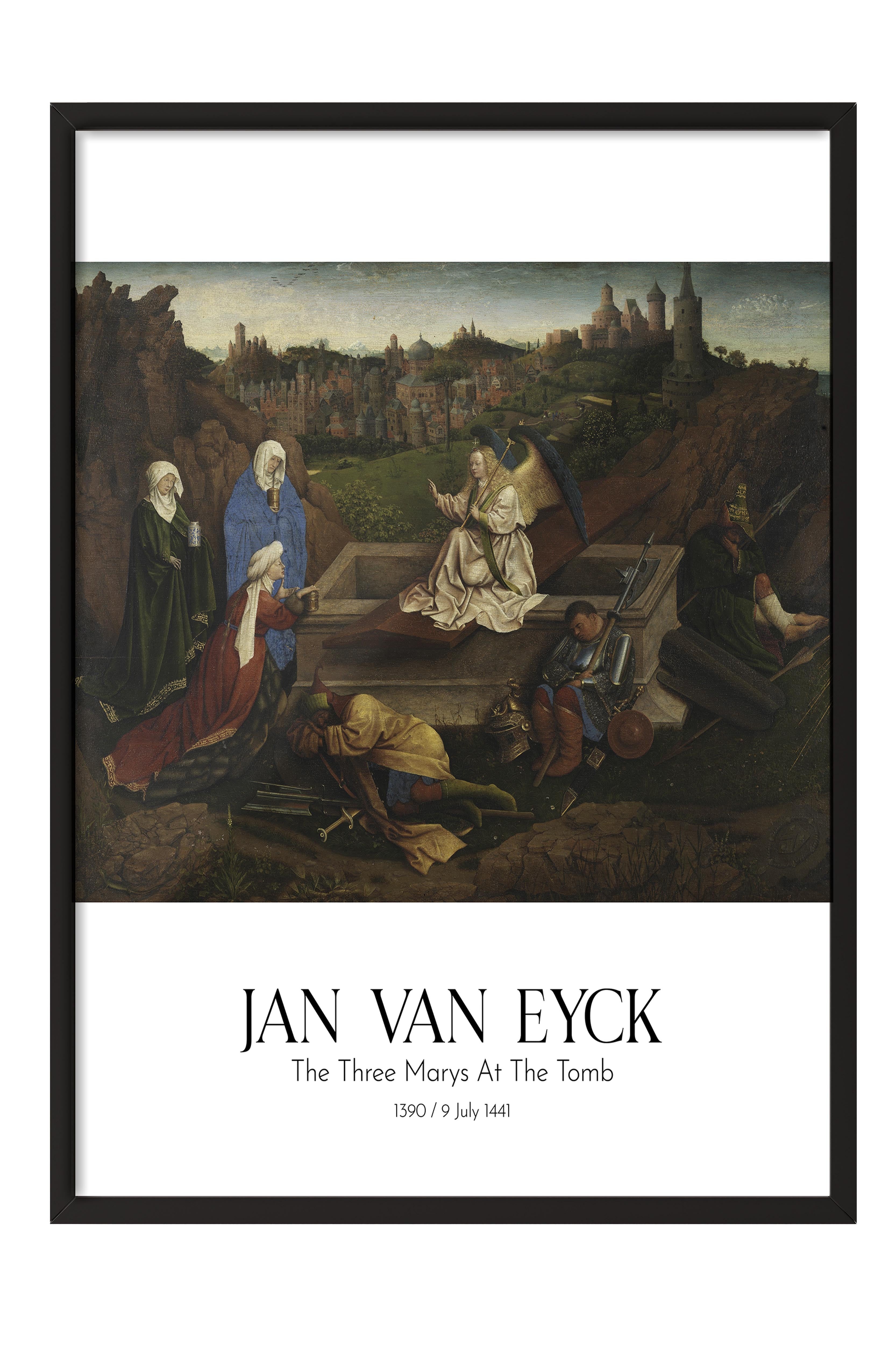 Jan Van Eyck - The Three Marys At The Tomb, Siyah Çerçeveli Tablo, Sanat Serisi NO:112160