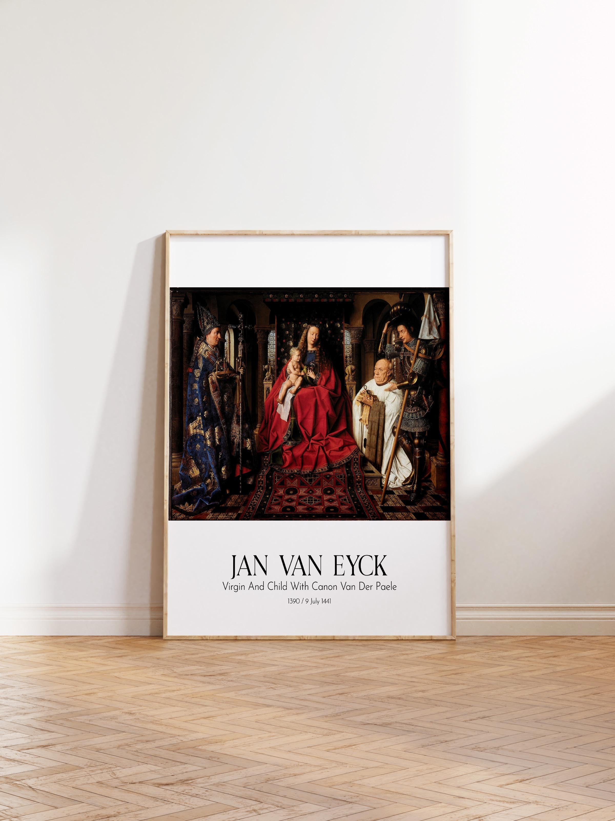 Jan Van Eyck - Virgin And Child With Canon Van Der Paele, Ahşap Çerçeveli Tablo, Sanat Serisi NO:112161