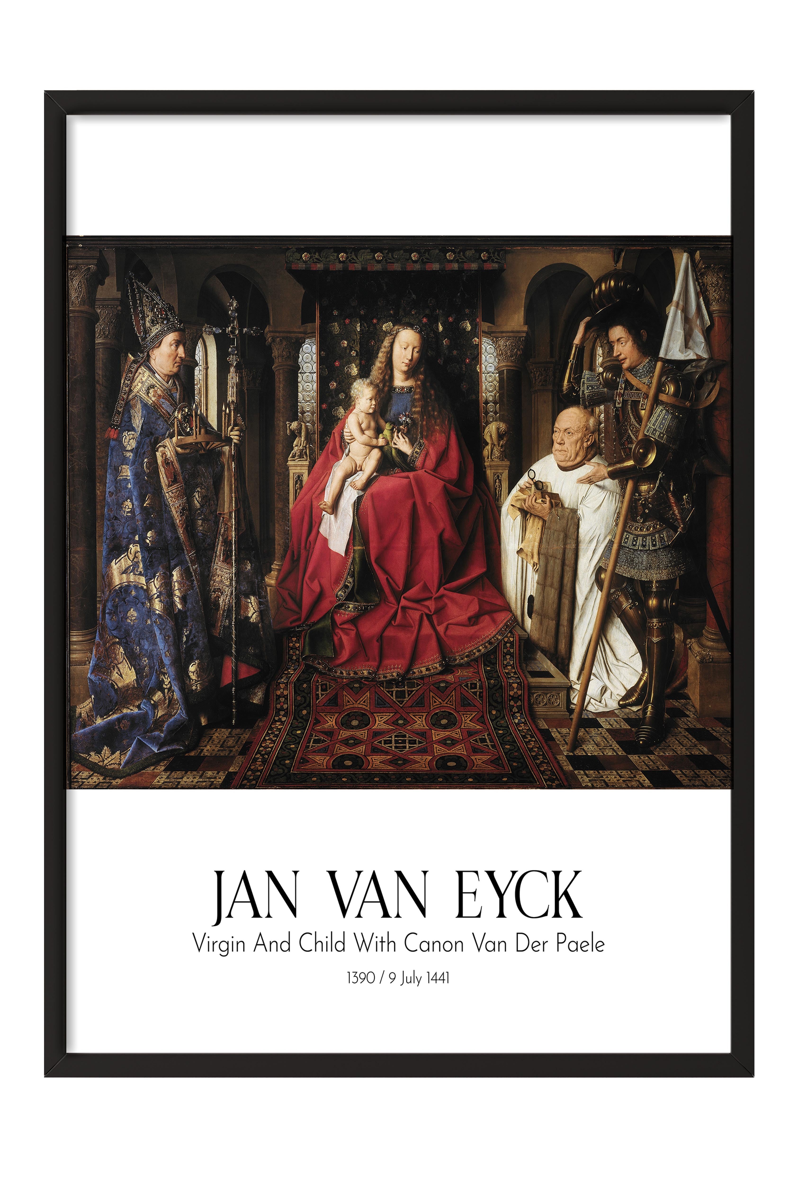 Jan Van Eyck - Virgin And Child With Canon Van Der Paele, Siyah Çerçeveli Tablo, Sanat Serisi NO:112161