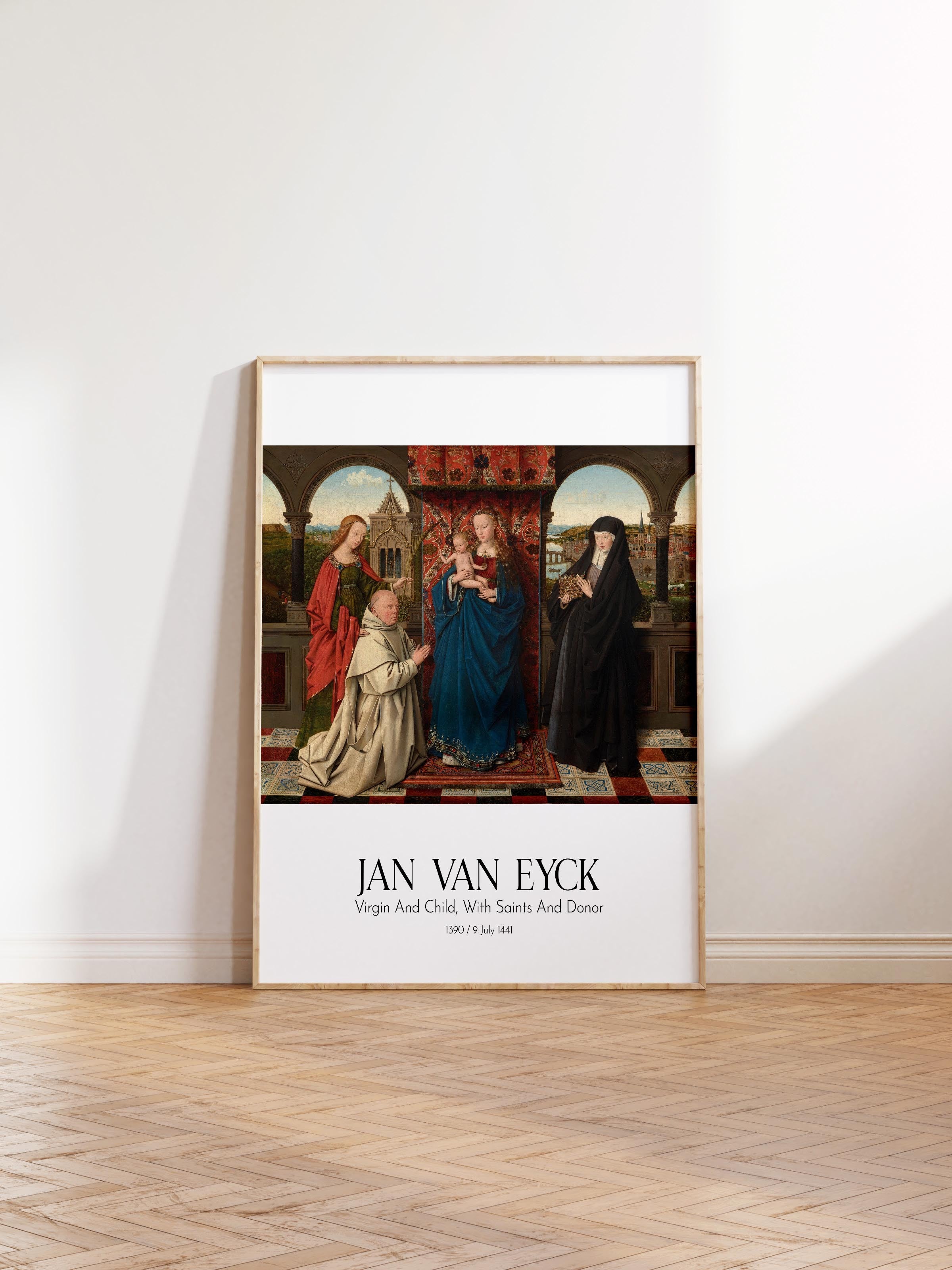 Jan Van Eyck - Virgin And Child, With Saints And Donor, Ahşap Çerçeveli Tablo, Sanat Serisi NO:112162