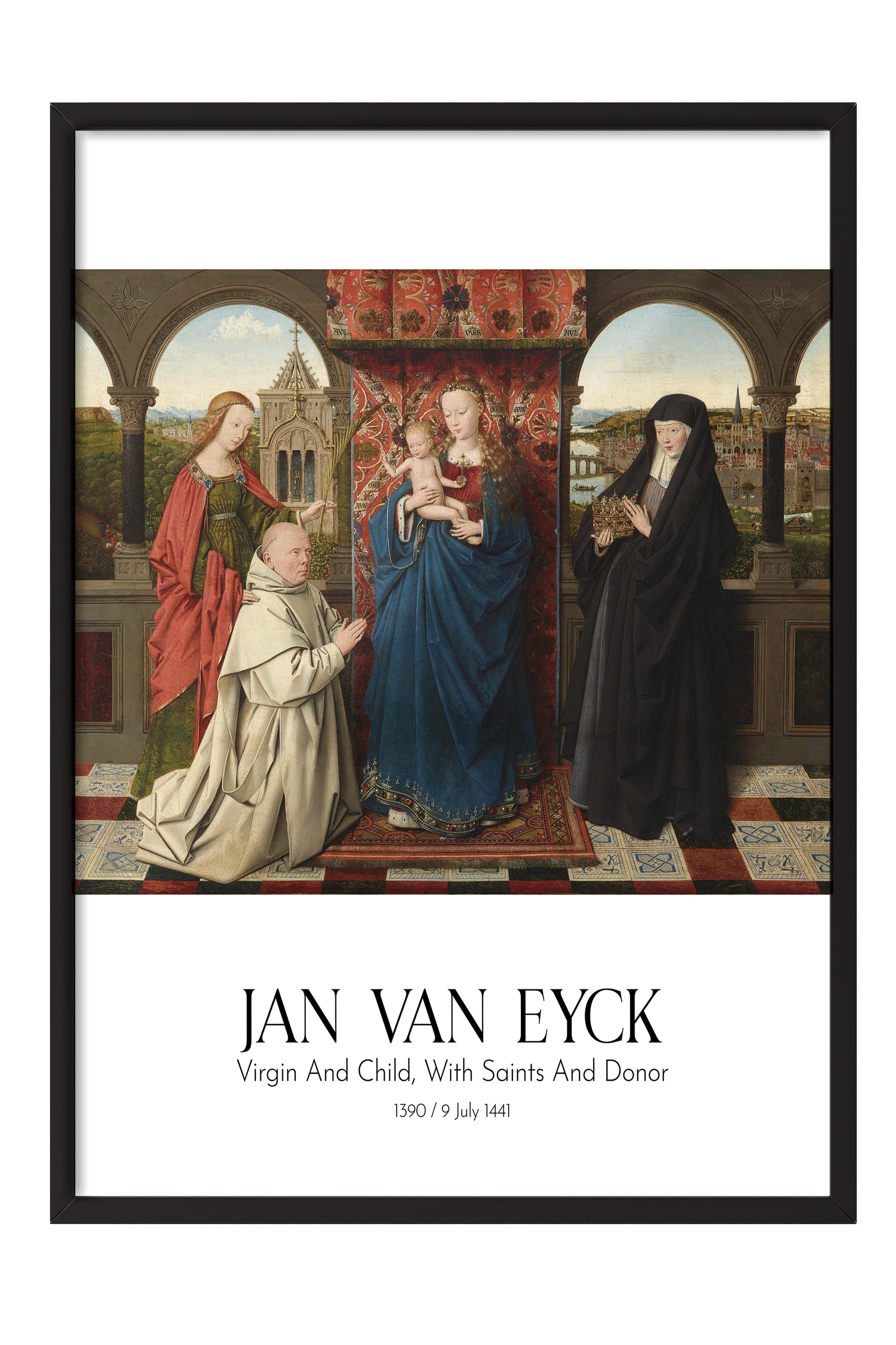 Jan Van Eyck - Virgin And Child, With Saints And Donor, Siyah Çerçeveli Tablo, Sanat Serisi NO:112162