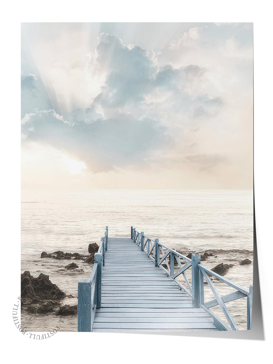 Jetty at Sunrise Poster, Çerçevesiz Duvar Posteri, Dikey Duvar Tablosu Comfort Serisi NO:108435