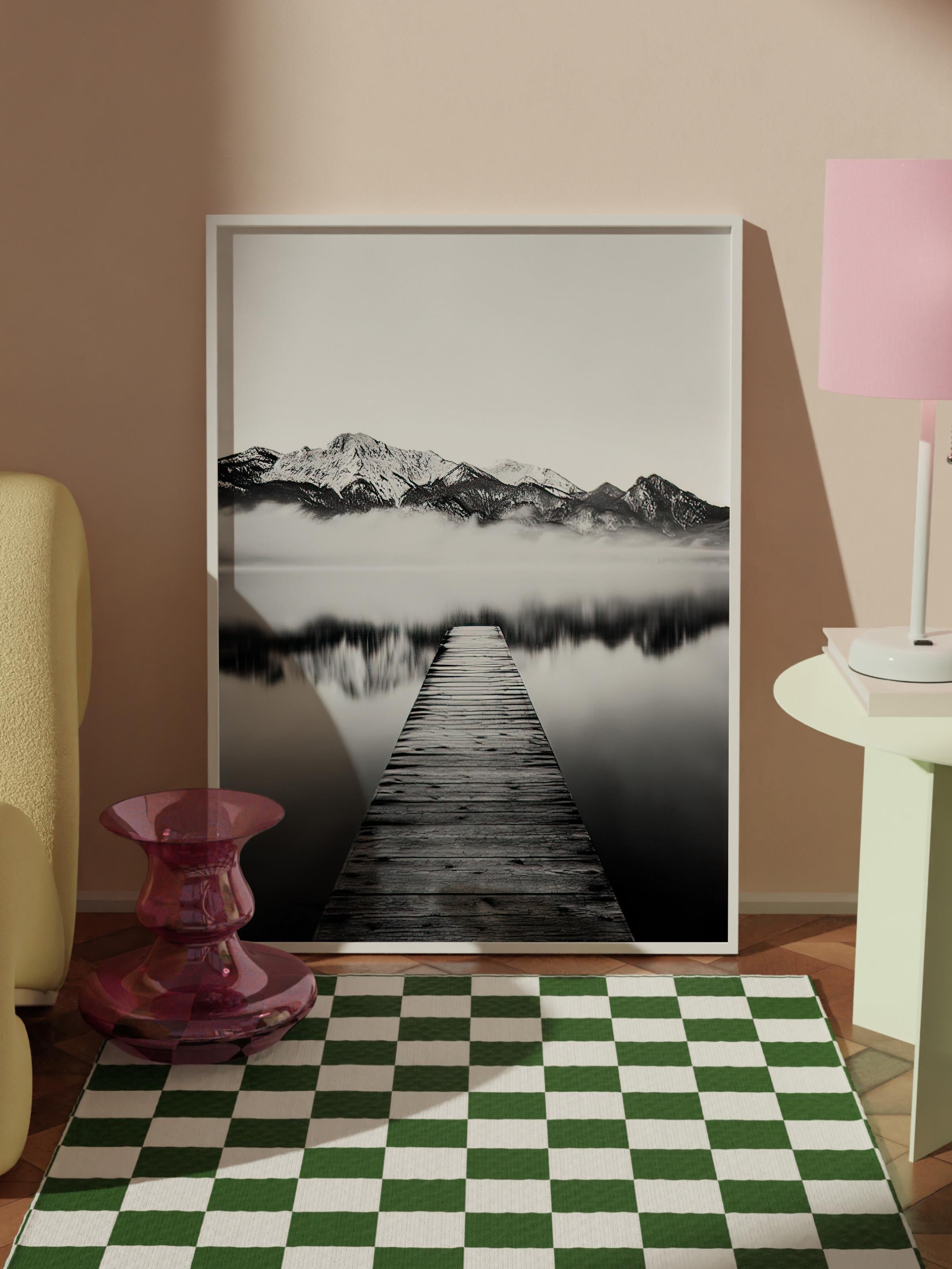 Jetty on the Lake Çerçeveli Tablo, Beyaz Çerçeve ve Poster, Duvar Tablosu Comfort Serisi NO:108385