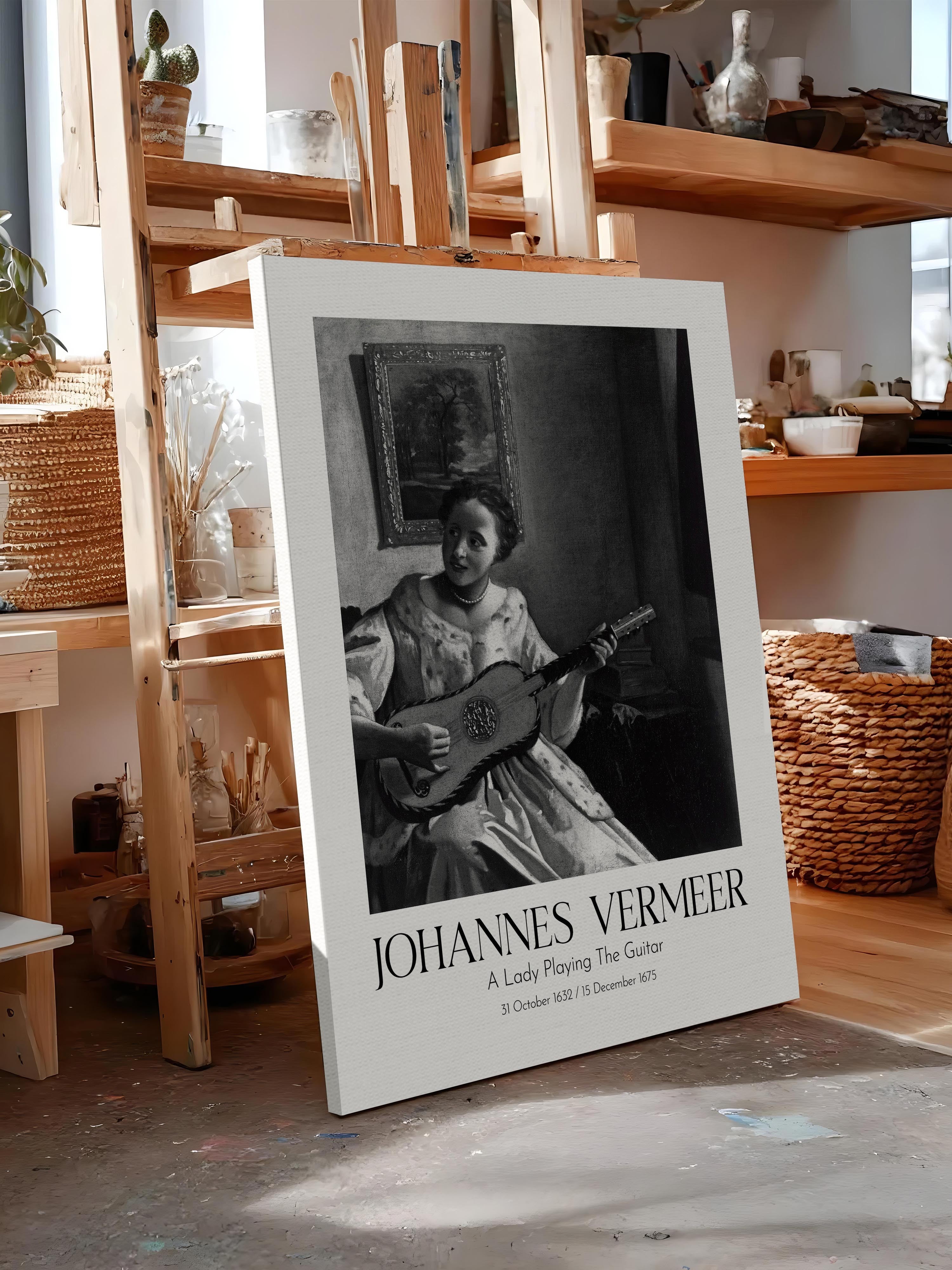Johannes Vermeer - A Lady Playing The Guitar, Kanvas Tablo, Sanat Serisi NO:110340