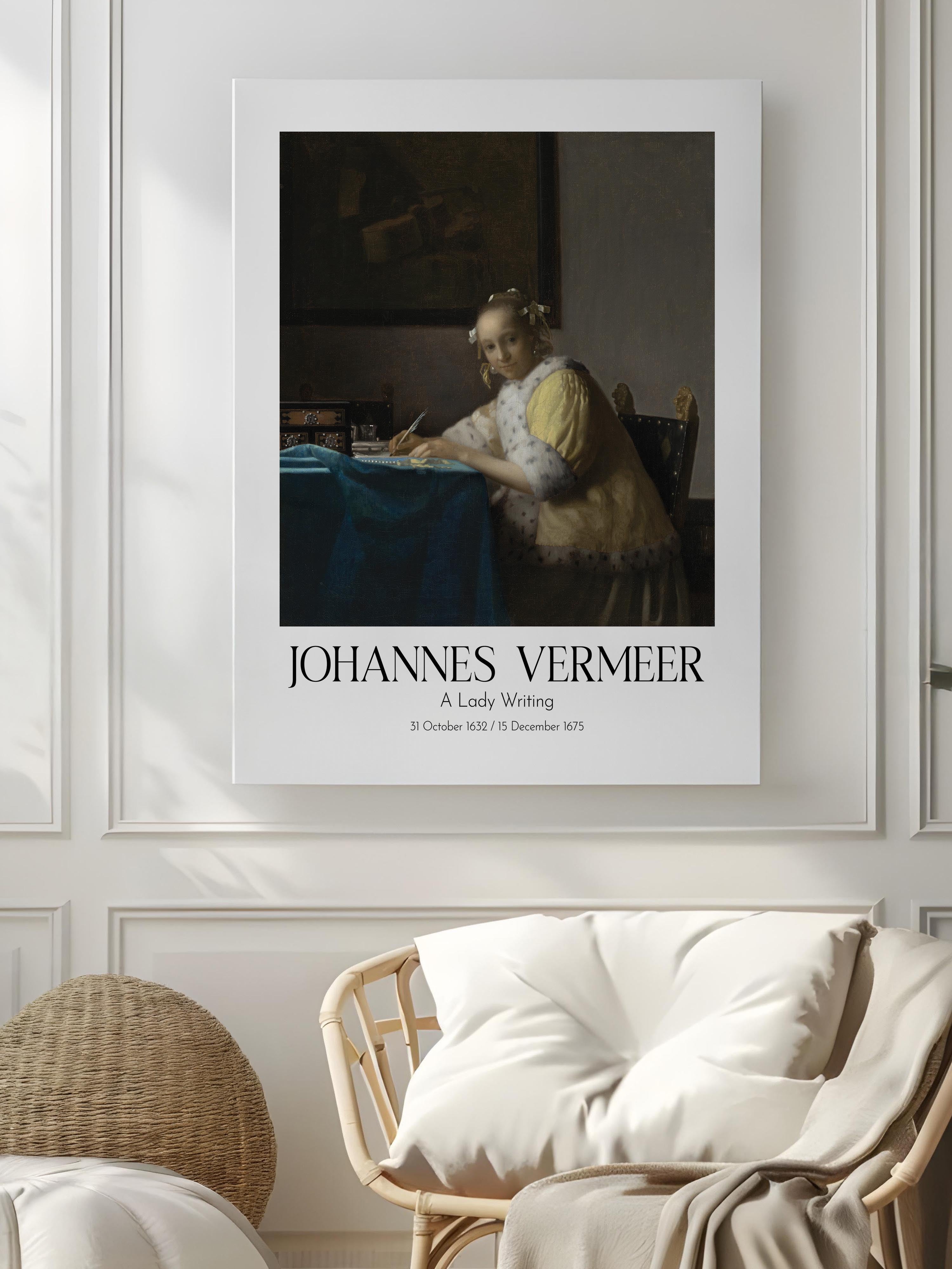 Johannes Vermeer - A Lady Writing, Kanvas Tablo, Sanat Serisi NO:110341