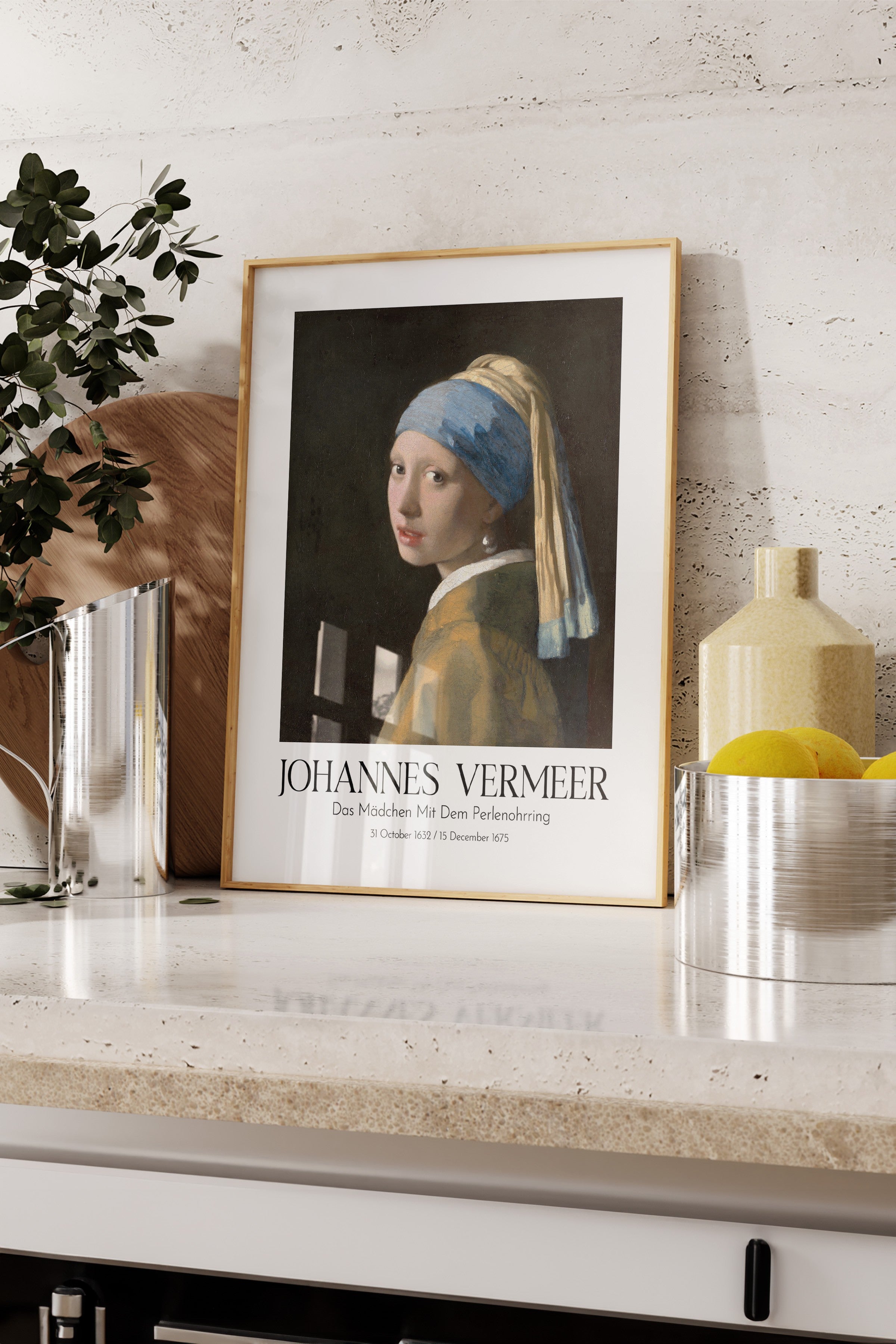 Johannes Vermeer - Das Mädchen Mit Dem Perlenohrring, Ahşap Çerçeveli Tablo, Sanat Serisi NO:110346