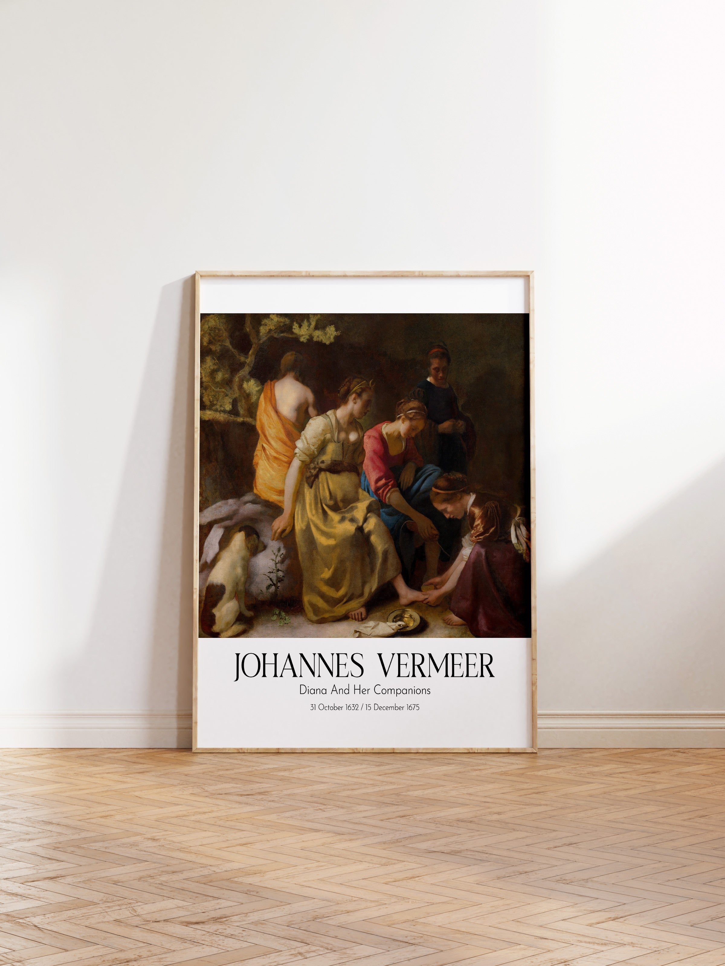 Johannes Vermeer - Diana And Her Companions, Ahşap Çerçeveli Tablo, Sanat Serisi NO:110347