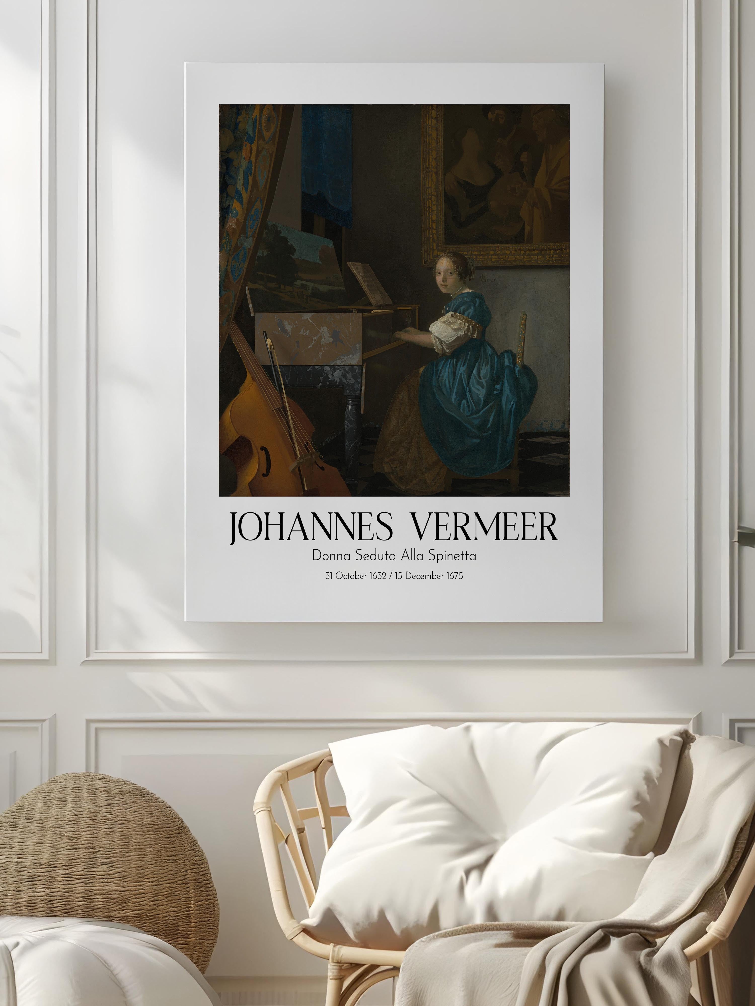 Johannes Vermeer - Donna Seduta Alla Spinetta, Kanvas Tablo, Sanat Serisi NO:110364
