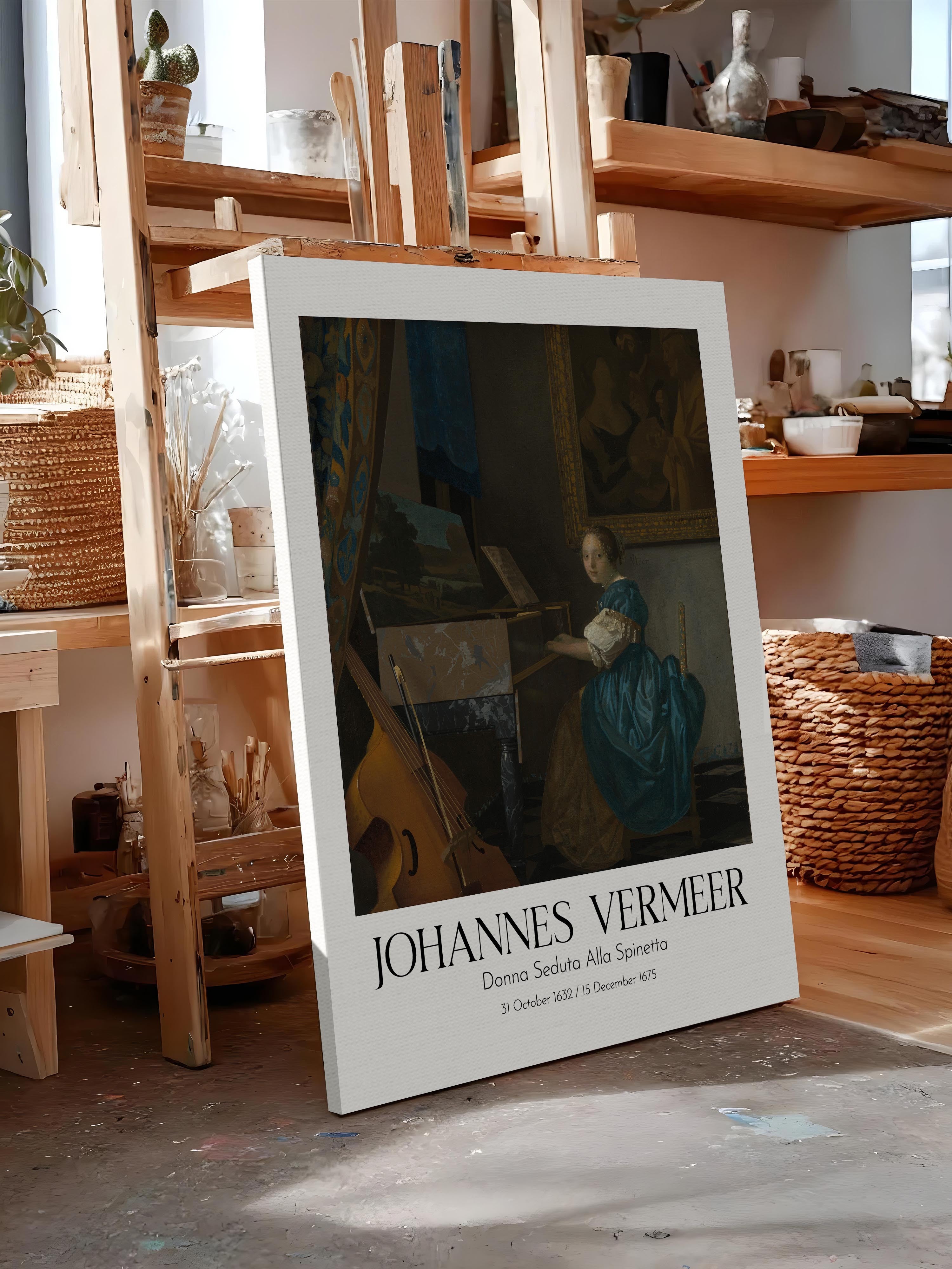 Johannes Vermeer - Donna Seduta Alla Spinetta, Kanvas Tablo, Sanat Serisi NO:110364