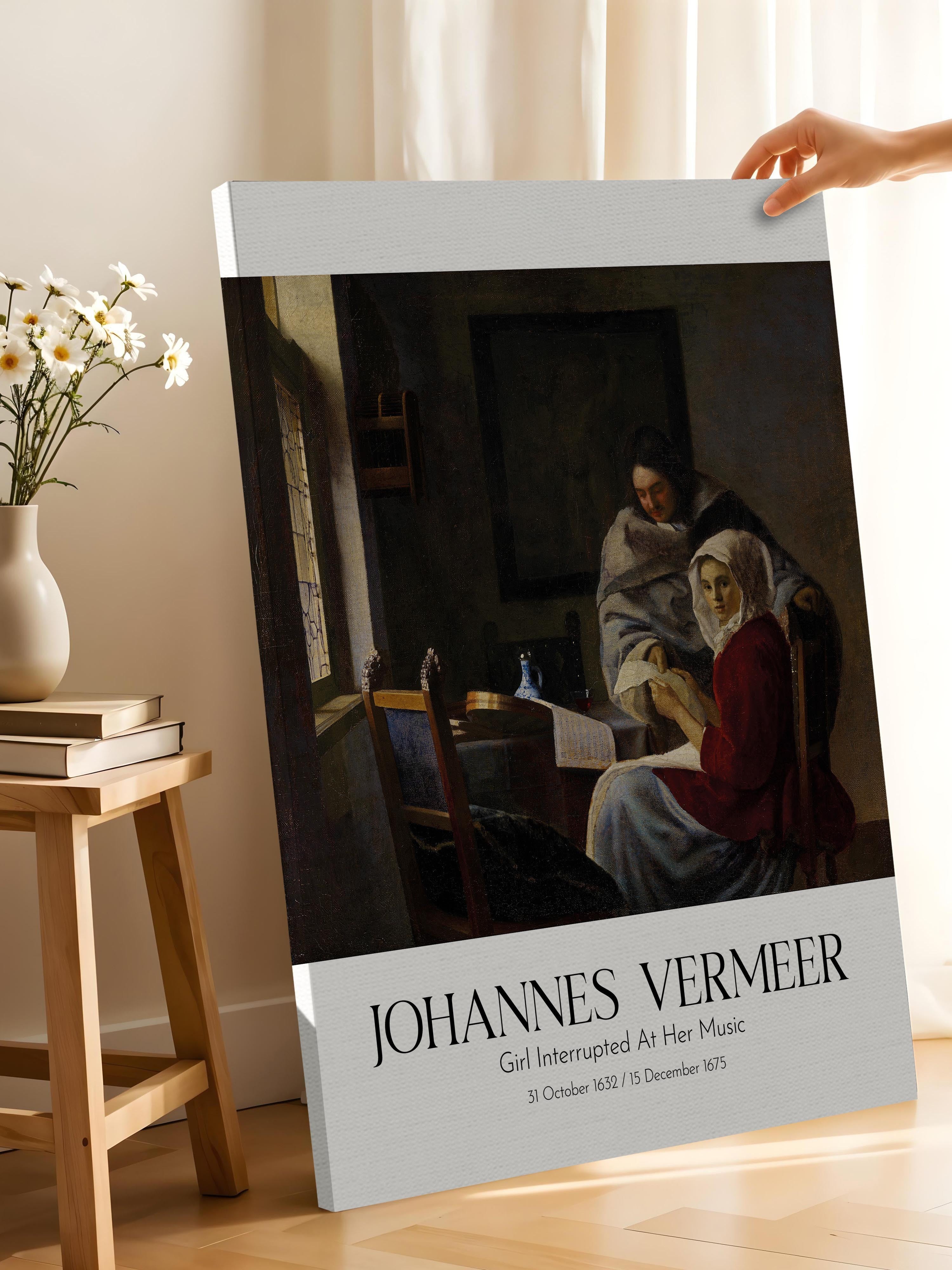 Johannes Vermeer - Girl Interrupted At Her Music, Kanvas Tablo, Sanat Serisi NO:110348