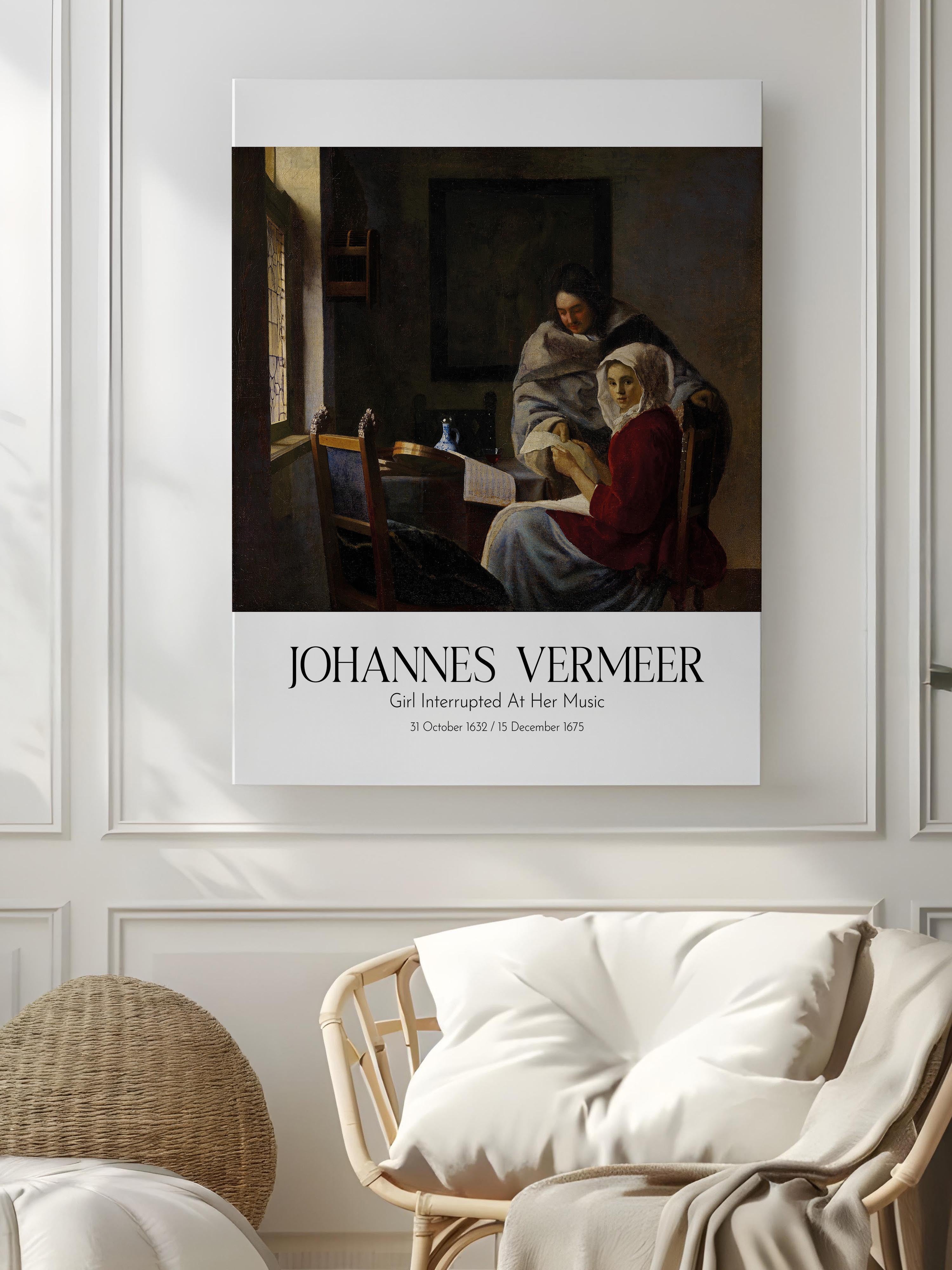 Johannes Vermeer - Girl Interrupted At Her Music, Kanvas Tablo, Sanat Serisi NO:110348