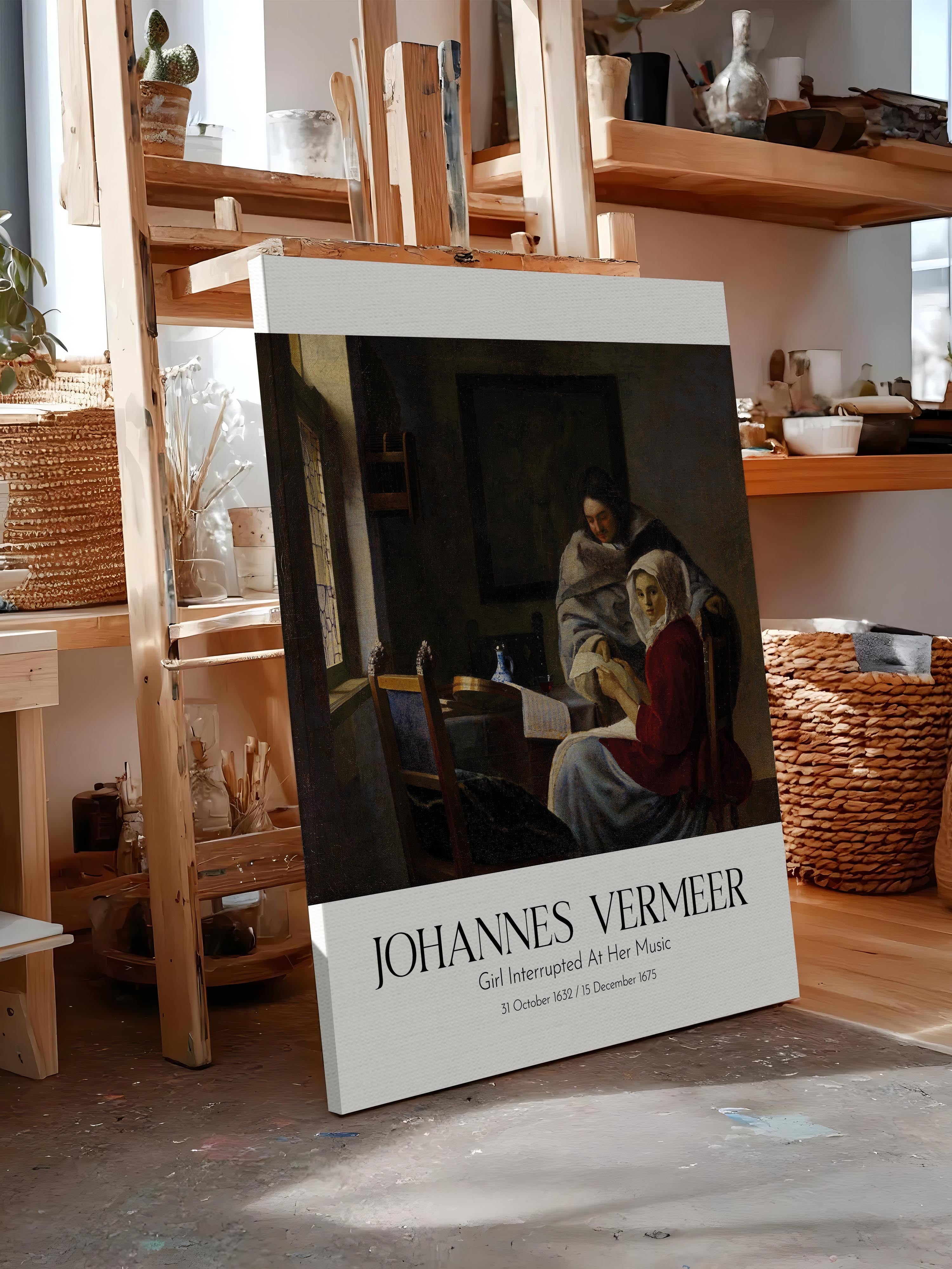 Johannes Vermeer - Girl Interrupted At Her Music, Kanvas Tablo, Sanat Serisi NO:110348