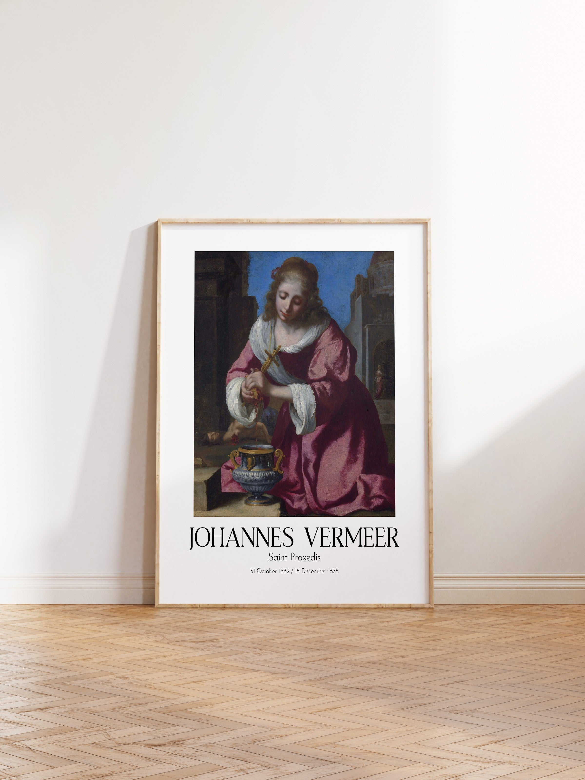 Johannes Vermeer - Saint Praxedis, Ahşap Çerçeveli Tablo, Sanat Serisi NO:110352