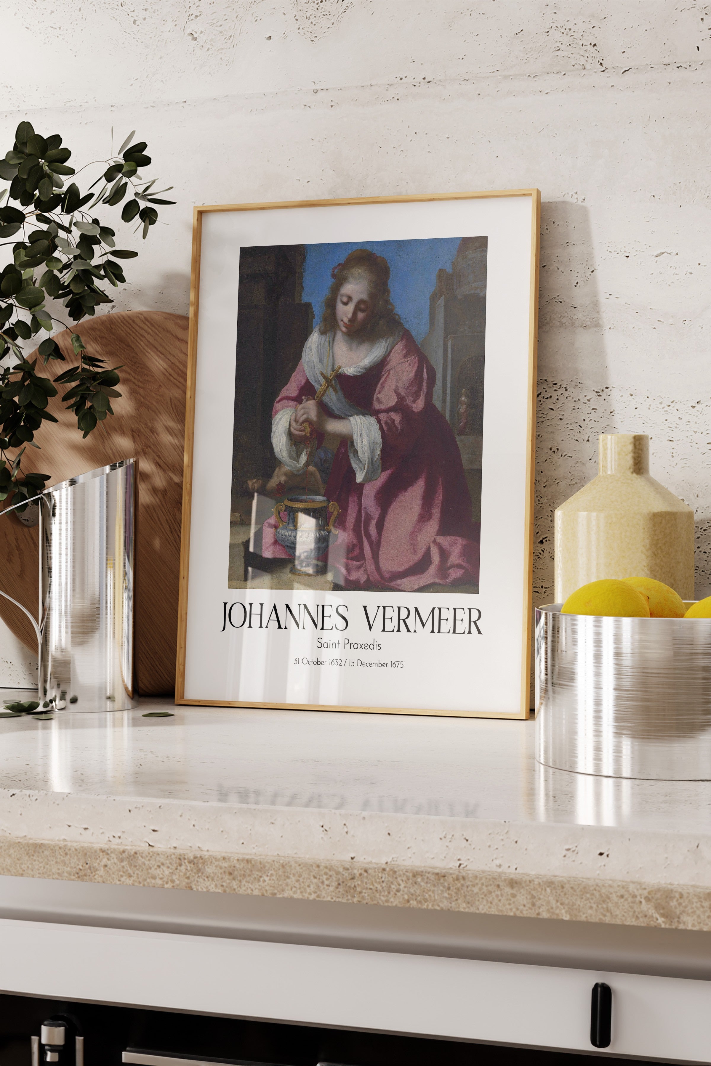 Johannes Vermeer - Saint Praxedis, Ahşap Çerçeveli Tablo, Sanat Serisi NO:110352
