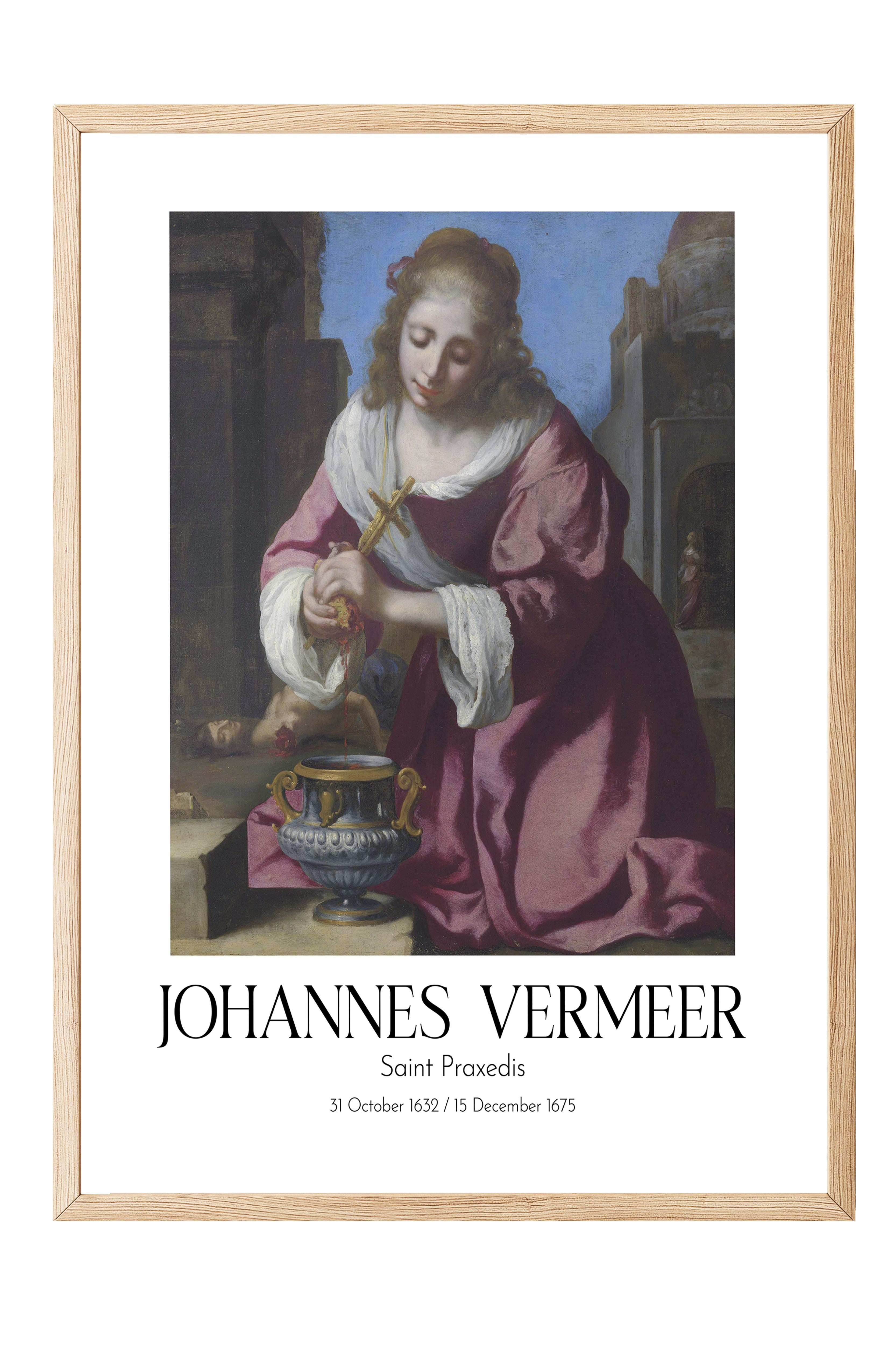 Johannes Vermeer - Saint Praxedis, Ahşap Çerçeveli Tablo, Sanat Serisi NO:110352