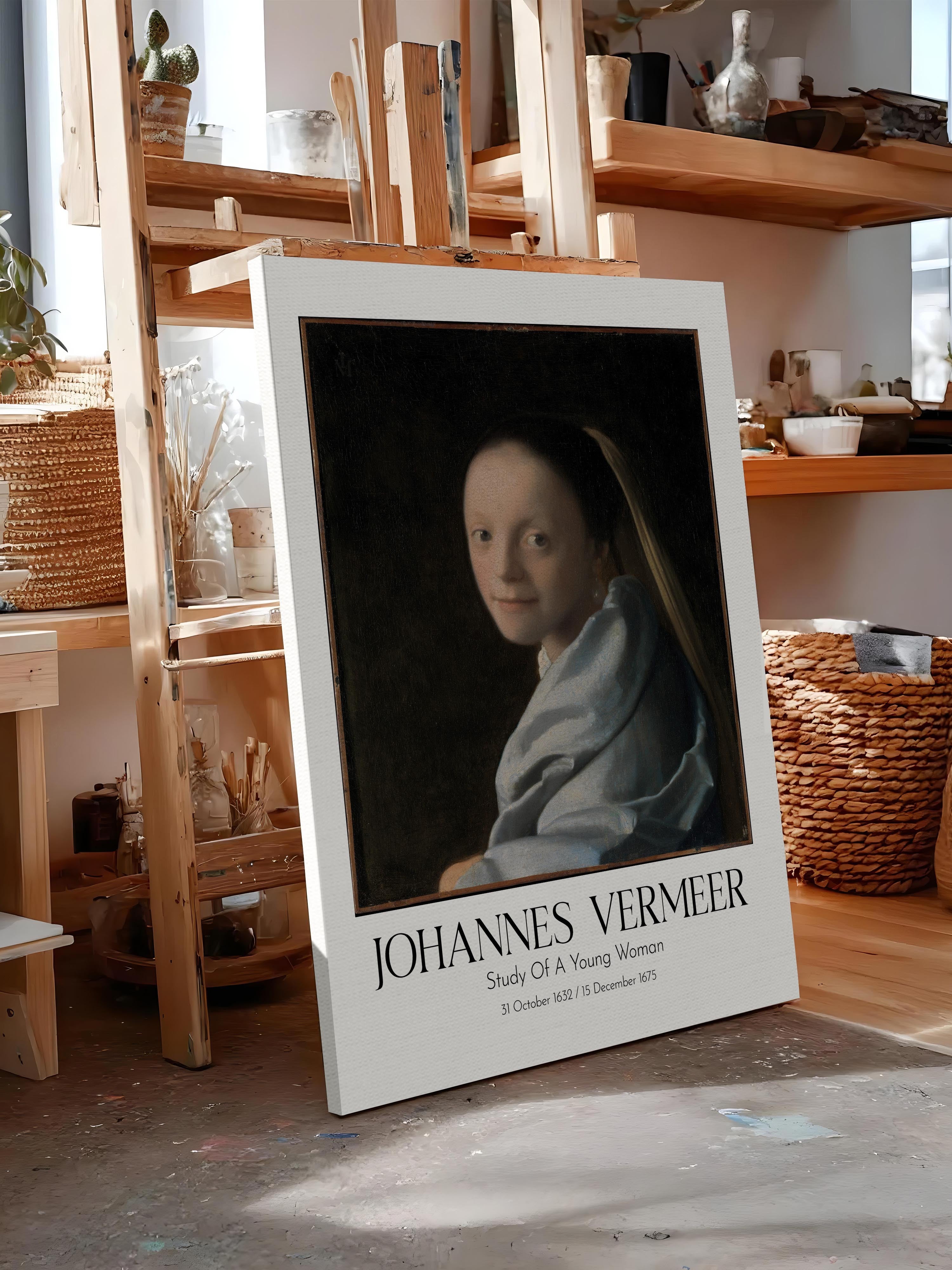 Johannes Vermeer - Study Of A Young Woman, Kanvas Tablo, Sanat Serisi NO:110353