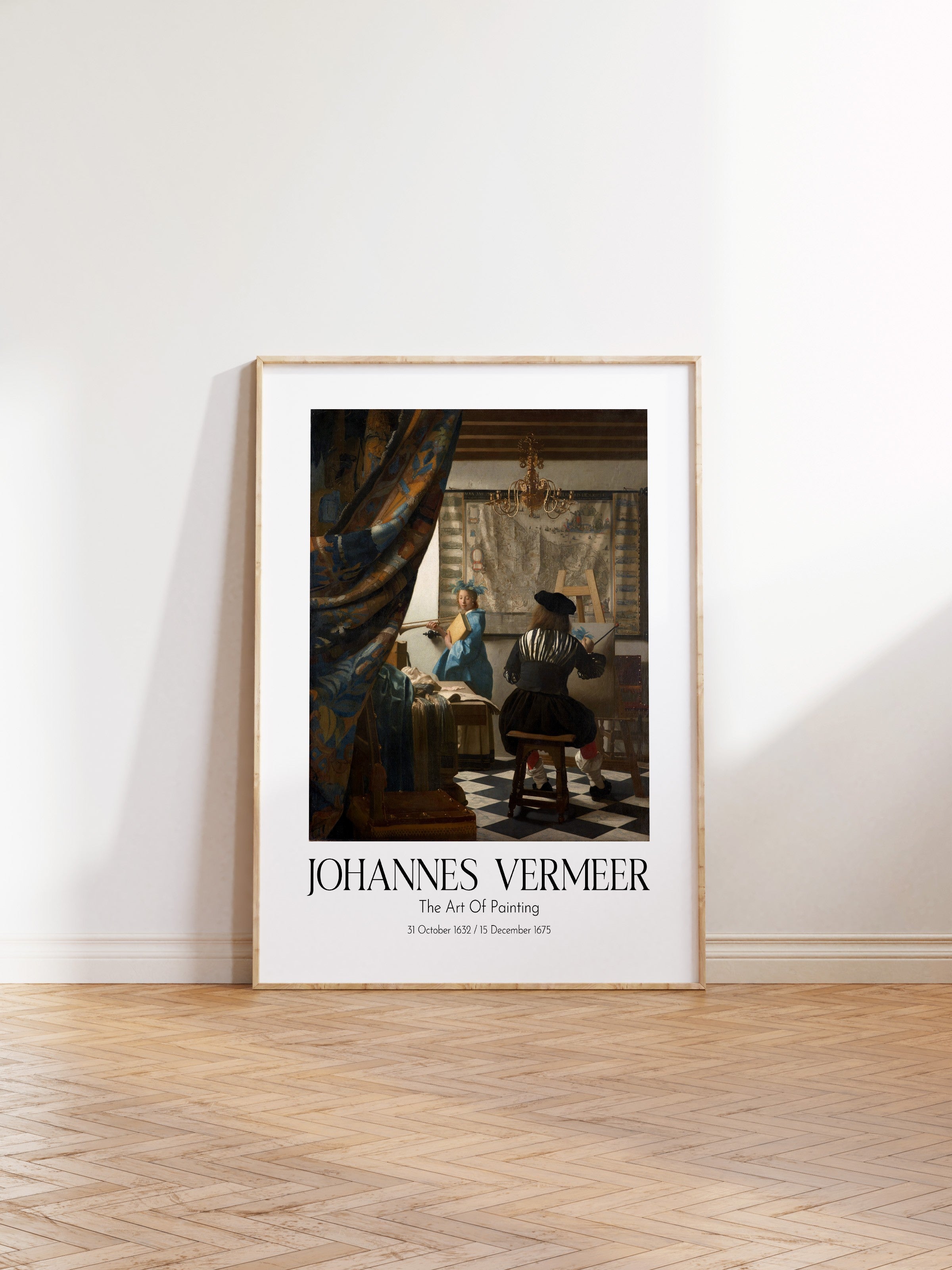 Johannes Vermeer - The Art Of Painting, Ahşap Çerçeveli Tablo, Sanat Serisi NO:110354